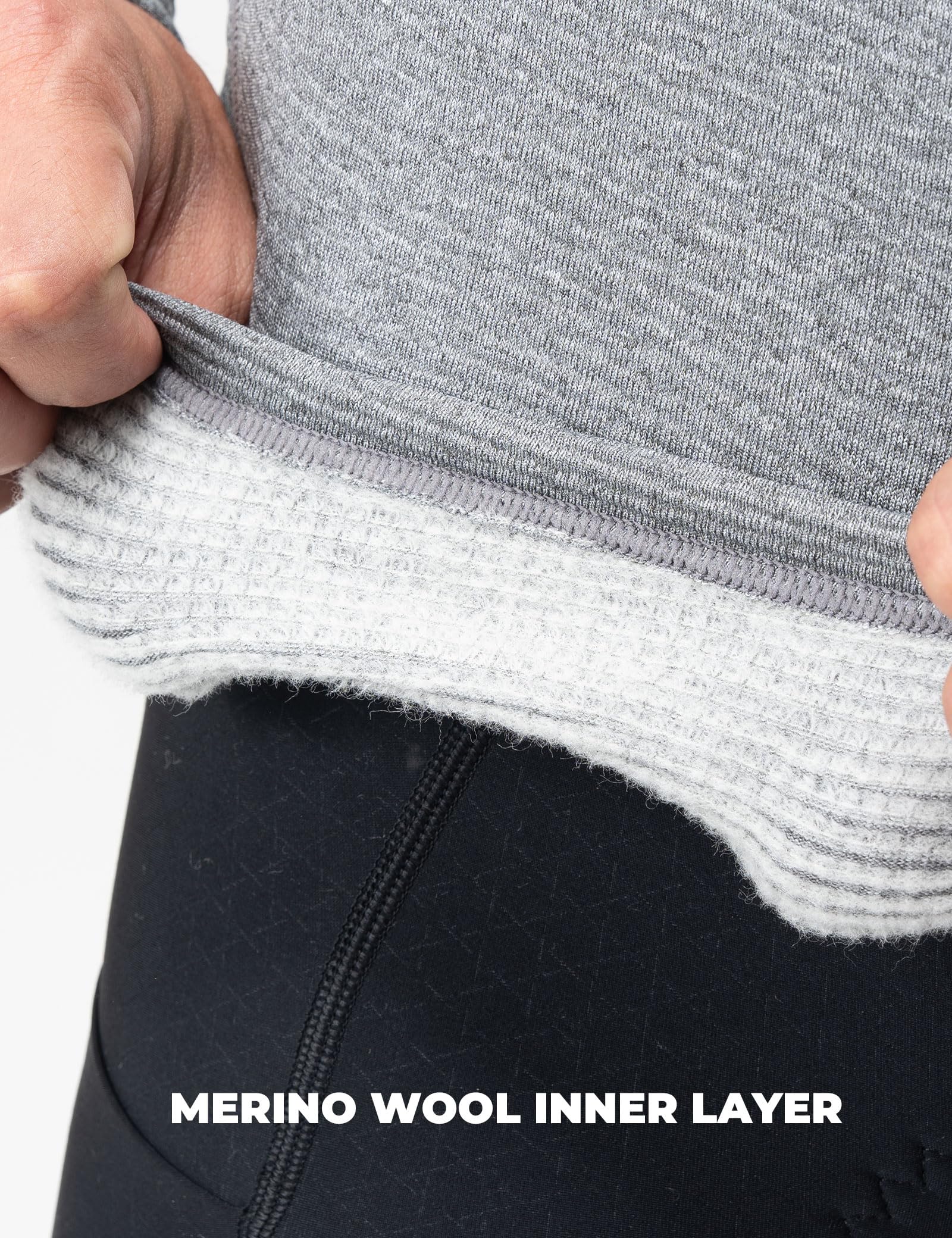 ROCKBROS Maglia Termica Uomo Intimo Inverno Bicicletta in Misto Lana Merino a Maniche Lunghe, Maglia da Ciclismo Caldo e Traspirante, Magliette per MTB Bici Corsa Sport all'Aria Aperta, Grigio