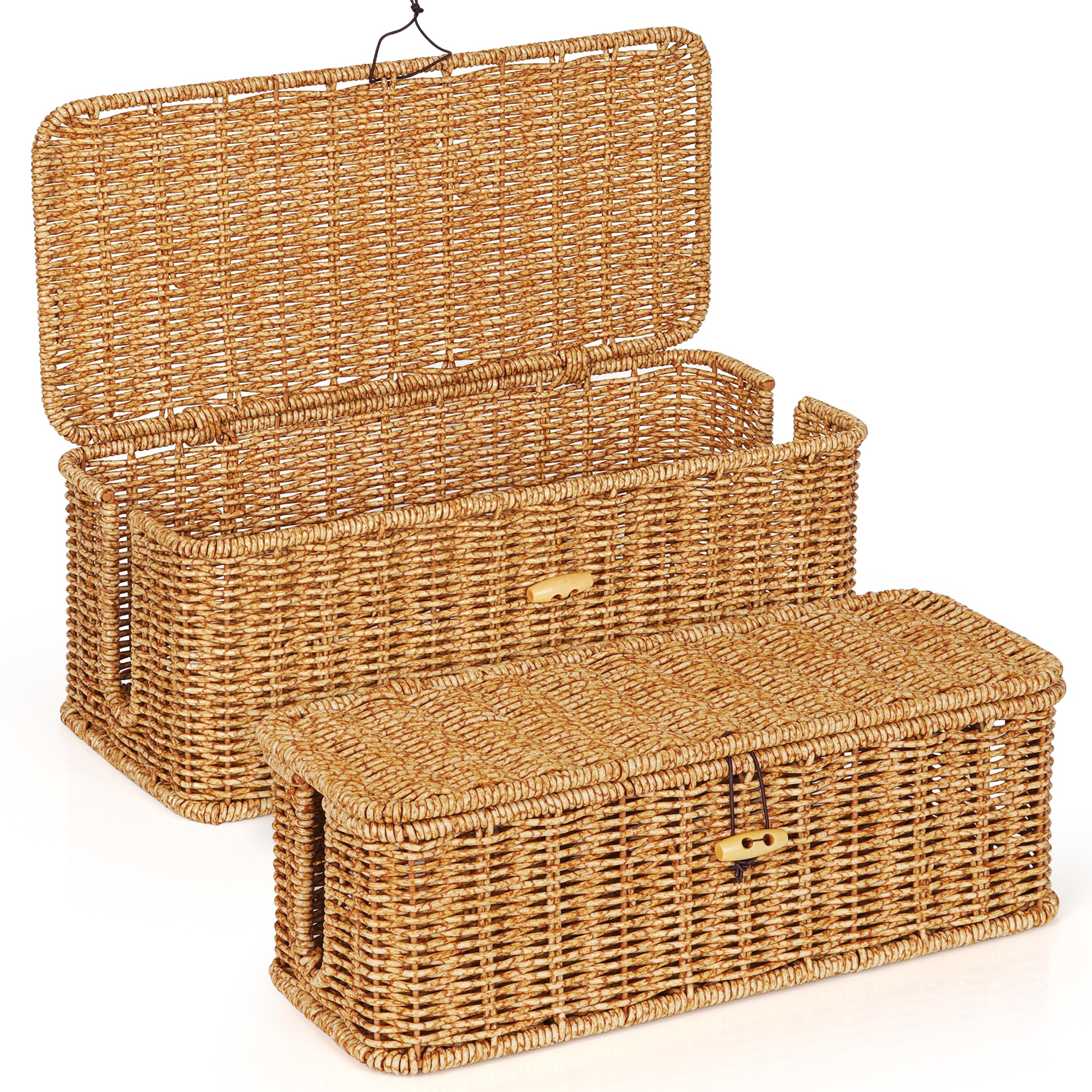 Caja Organizadora De Cables De Ratán GOMETY - 33x13x13 Cm, Para Ocultar Regletas Y Enredos