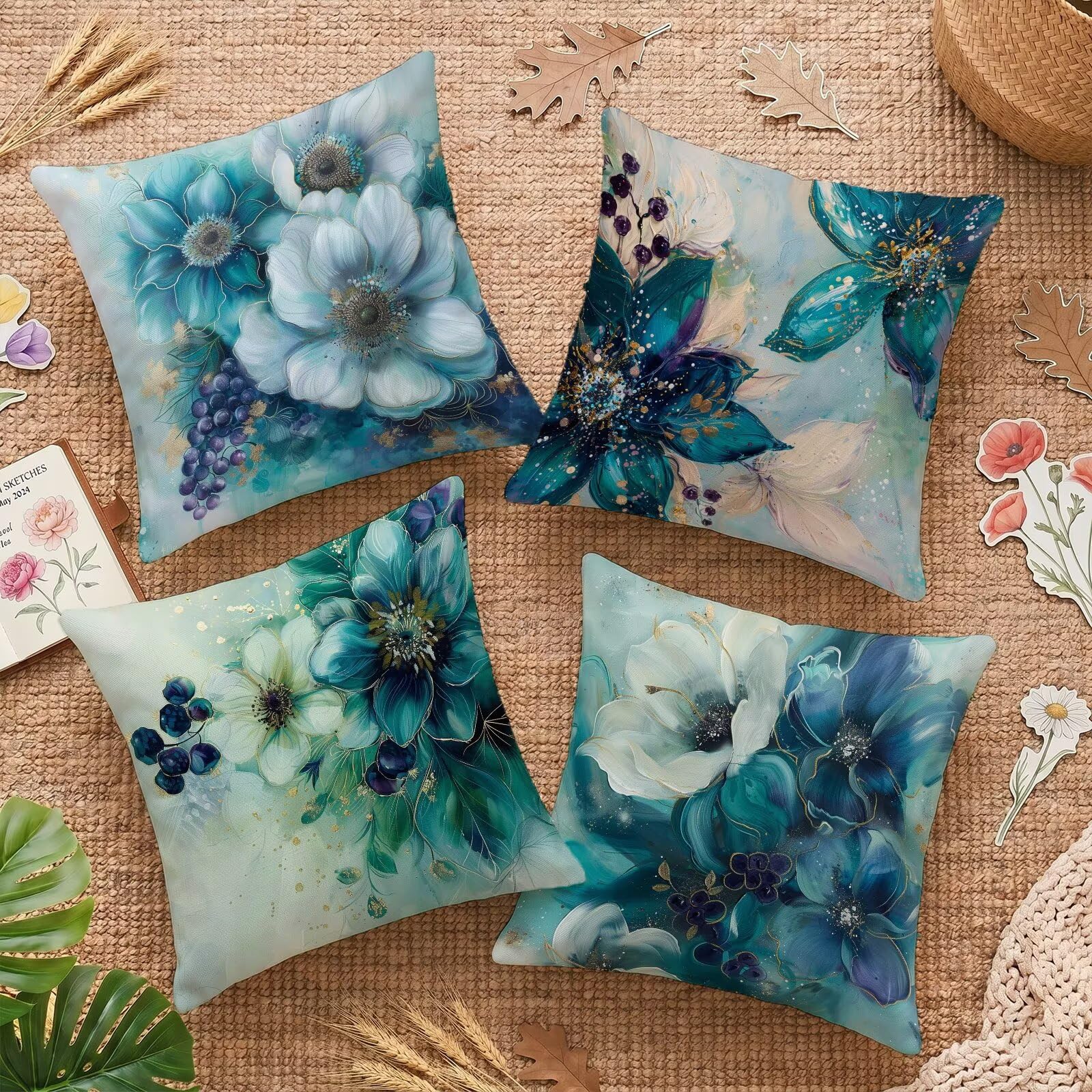 Housses de coussin velours nordique fleur de qualité premium