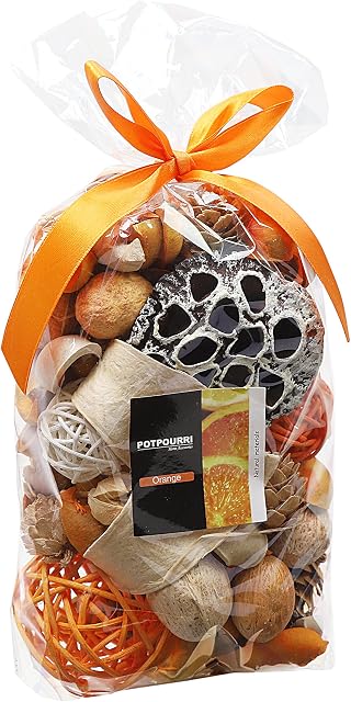 Qingbei Rina Pot pourri Bags,Orange Scent Pot pourri Dried Flower,Decorative Bowl Vase Filler, Party Wedding Table Decor (280g)