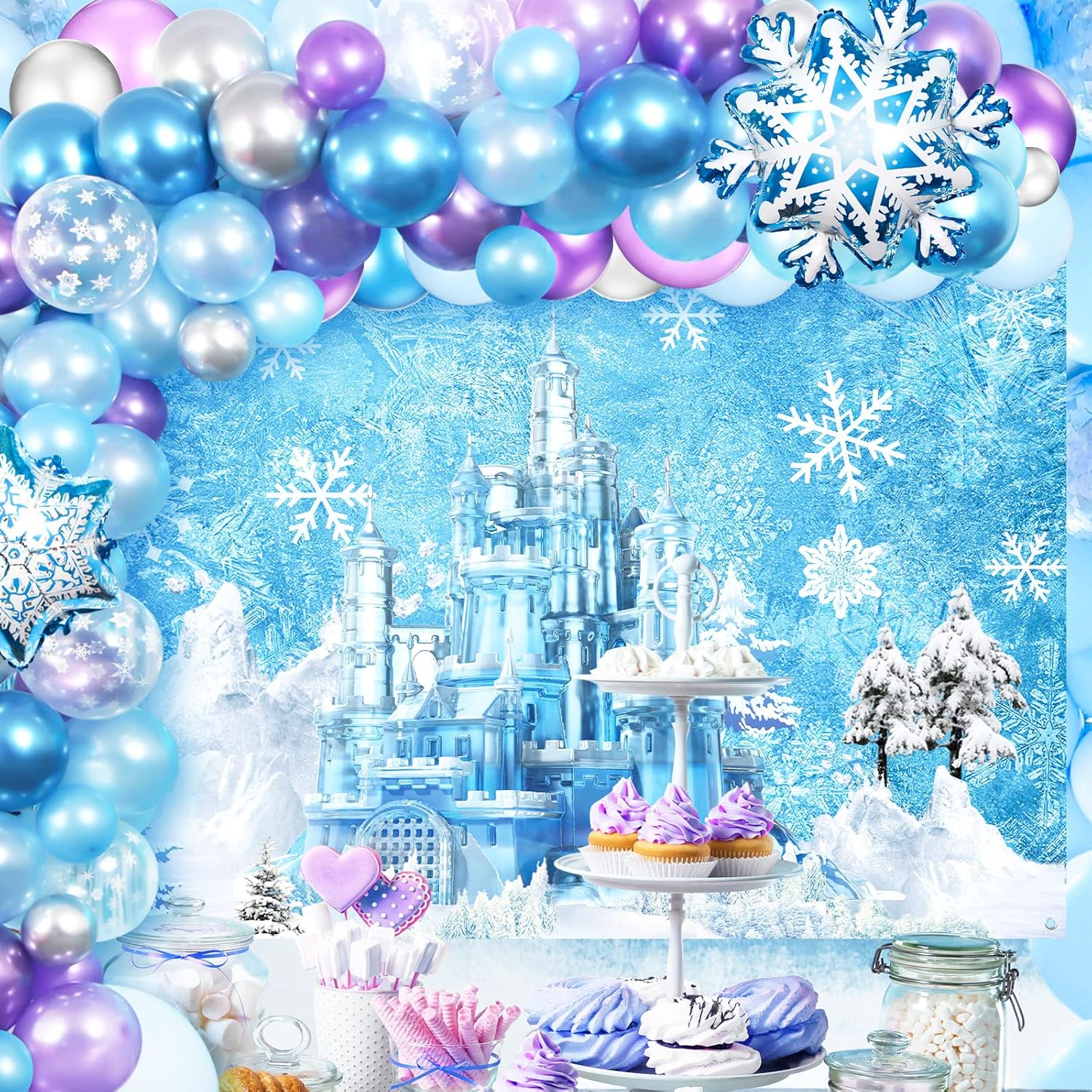 Amazon.com: 76 Pieces Winter Snowflake Party Supplies Includes ...