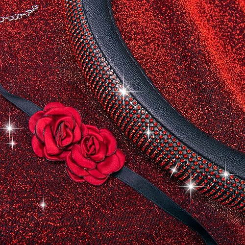 Miniatura 148 de CAR PASS - Funda de volante para mujer, de cuero, con diamantes brillantes de imitación, ajuste universal 14.5-15”, para automóvil, sedán, Diamante