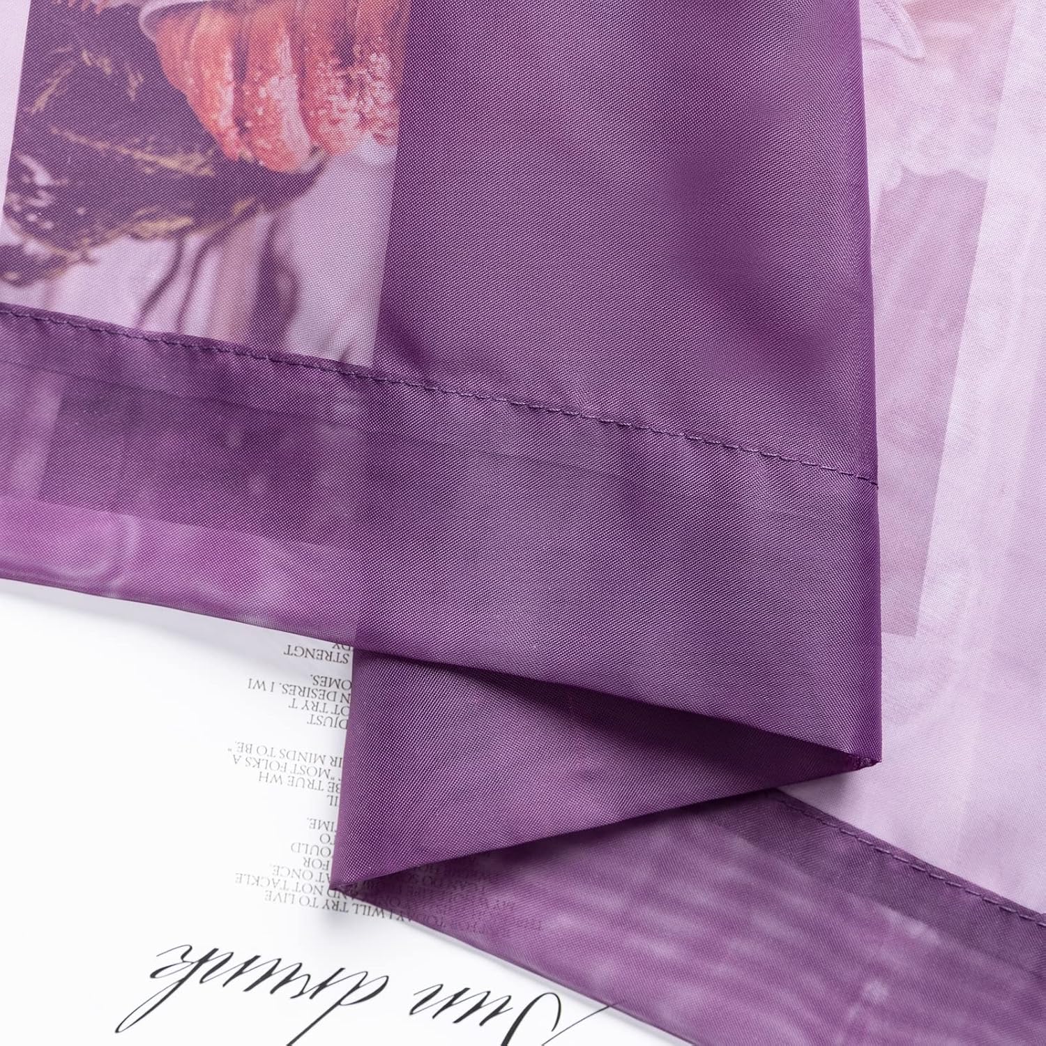 Daesar 2 Panels Semi Transparent Curtains for Living Room, Sheer Voile Bedroom Curtain Without Drilling Polyester Purple Solid Color Window Treatment Curtains 40" W x 72" L