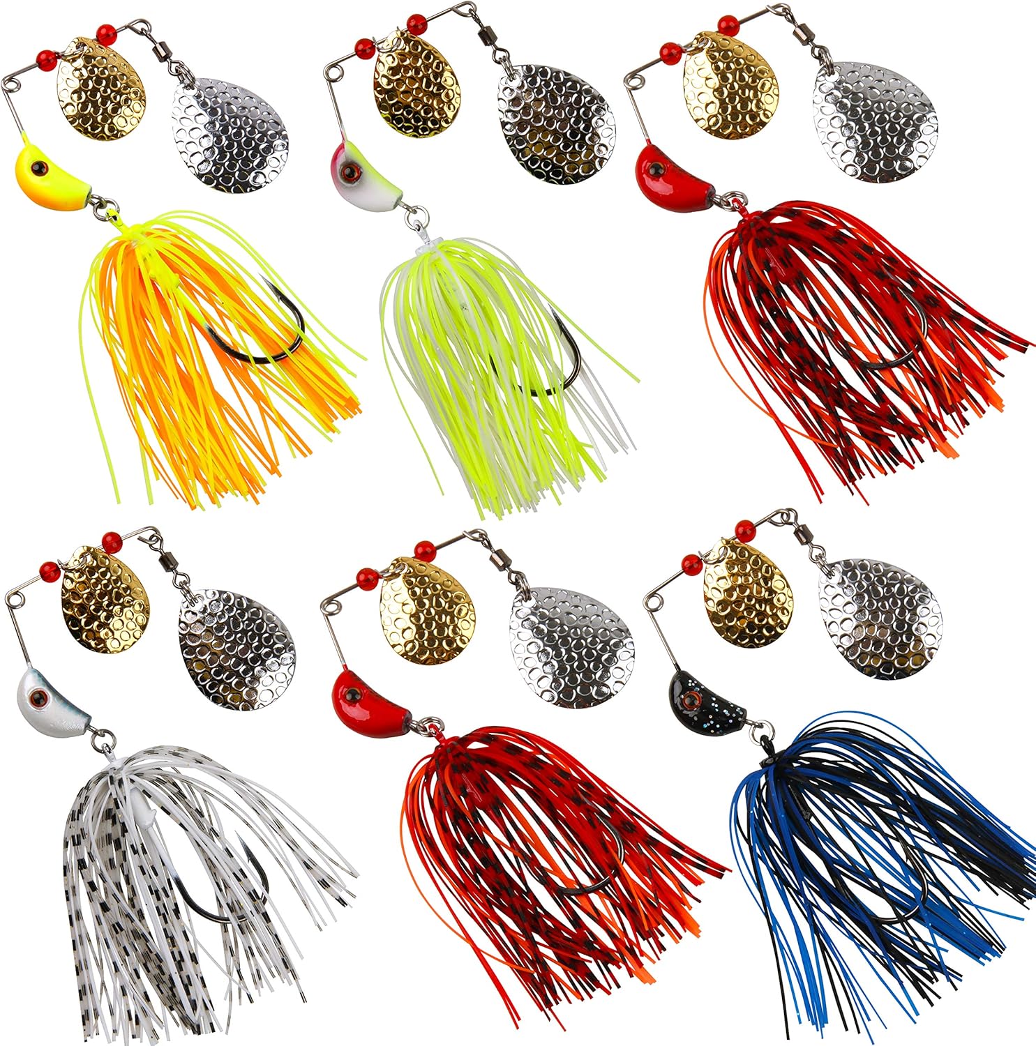 Spinnerbait Bass Fishing Lures Kit, 3/4oz Spinner Baits with Colorado Blades Multicolor Hard Metal Buzzbait Swimbait Jigs for Trout Walleye Pike Salmon Freshwater Saltwater Fishing : Sports & Outdoors