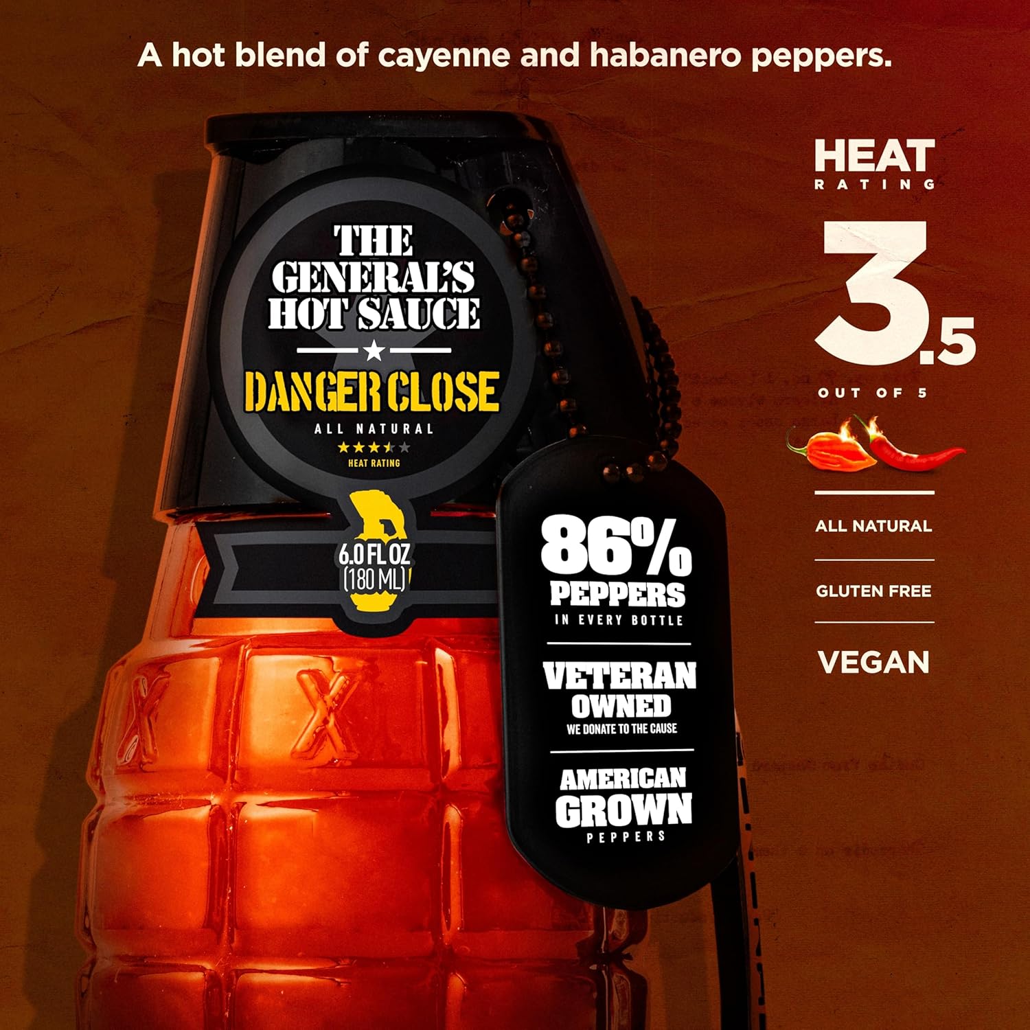 The General’s Hot Sauce Scorched Earth Hot Sauce Gift Set - Our Hottest Variety Pack with Carolina Reaper, Habanero & Cayenne - All-Natural, Spicy Sauce - American Grown, Veteran-Owned, 3-Pack (6oz Bottles)