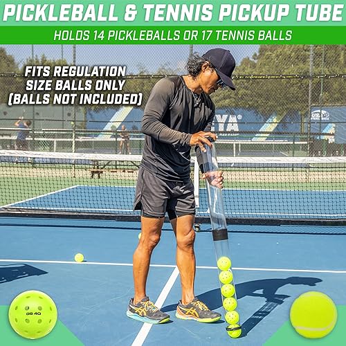 Miniatura 2 de GoSports Tubo de recogida de pickleball y tenis - Retreiver y soporte de pelotas, se adapta a 14 pelotas de pickleball o 17 pelotas de tenis, no