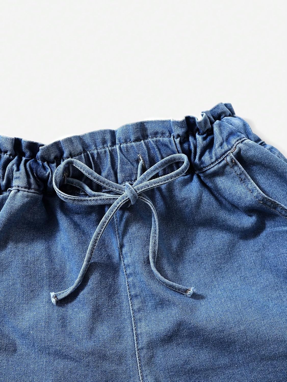 SOLY HUX Women's Summer Denim Shorts Drawstring Elastic Waist Straight Leg Jeans with Pockets - Image 3