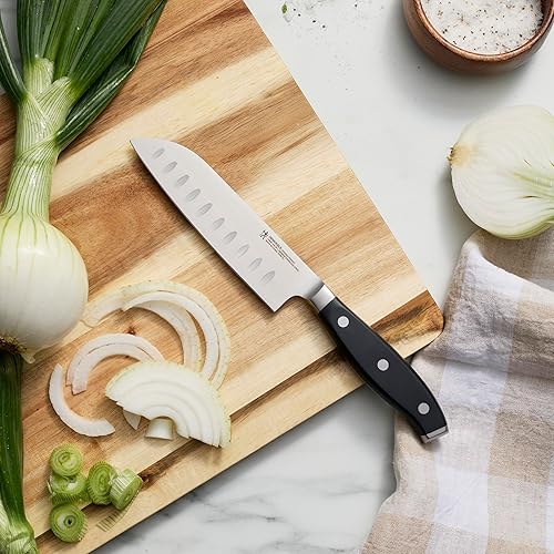 Vista 30 de Henckels Cuchillo Santoku Forged Accent de 7 pulgadas, color negro