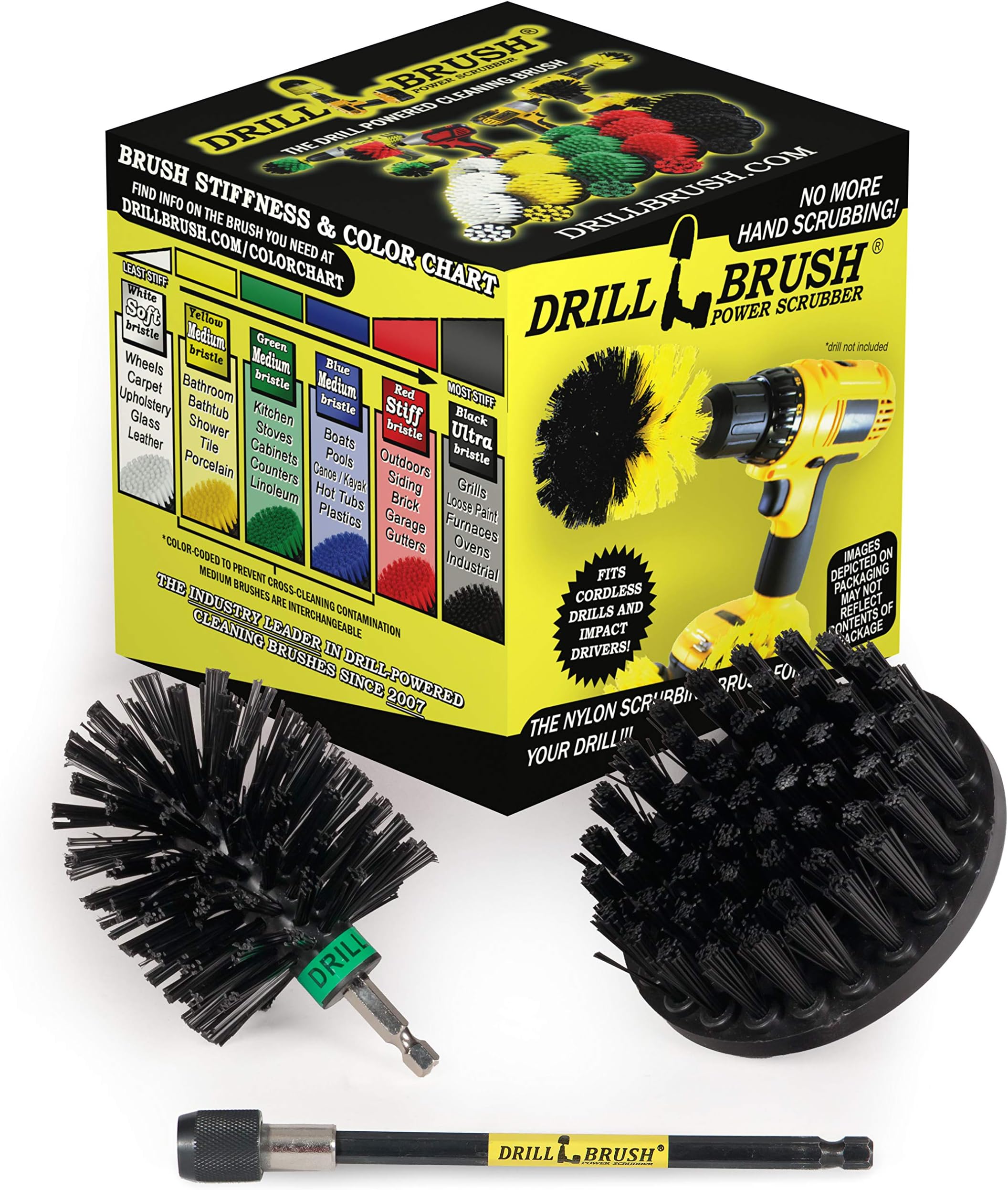 Cordless Electric Spin Scrubber for BBQ Cleaning, Fireplace Grates & More | Household Supplies: Grill Brush Drill Set Power Scrubber Kit - Rust Remover - No-Wire Design Included in Cleaning Tools Set