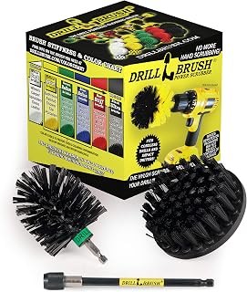 Cordless Electric Spin Scrubber for BBQ Cleaning, Fireplace Grates & More | Household Supplies: Grill Brush Drill Set Power Scrubber Kit - Rust Remover - No-Wire Design Included in Cleaning Tools Set