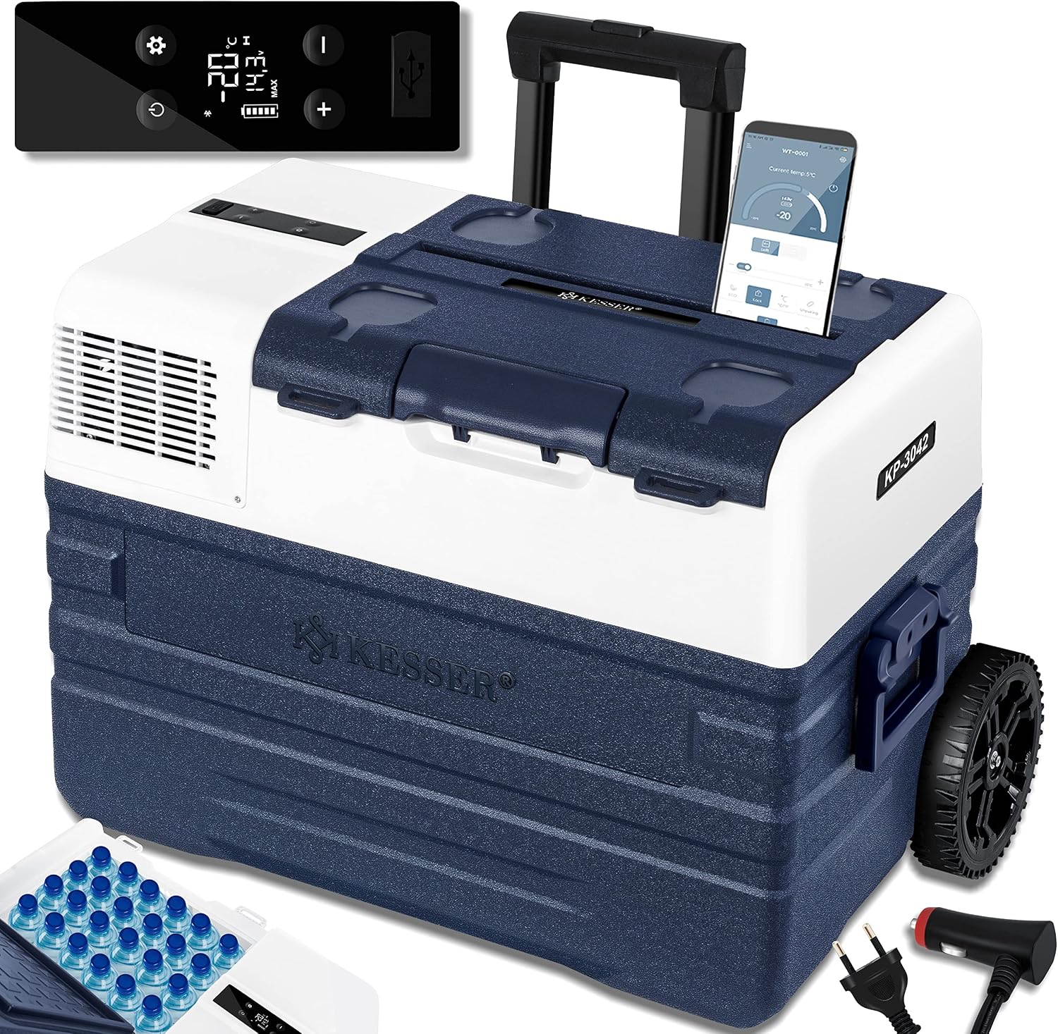 KESSER Glacière Électrique 52 L - Compresseur - Commande App Et Écran LCD - Jusqu'à -20°C - Pour Camping Et Voyage