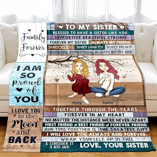 Miniatura 7 de Regalos de cumpleaños para hermana con texto en inglés To My Sister, manta personalizada con cambio de nombre de peinado, regalo de Navidad para el
