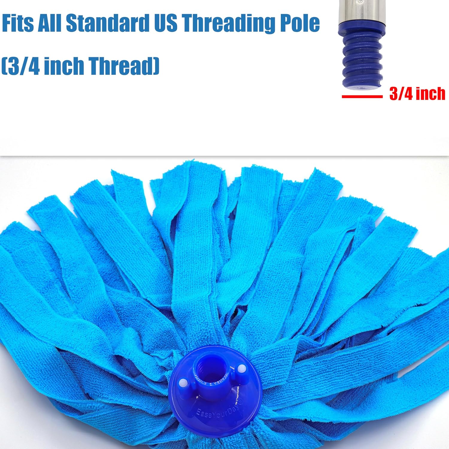 EaseYourDay 3 Pack Microfiber String Mop Head Refills, Standard US Thread