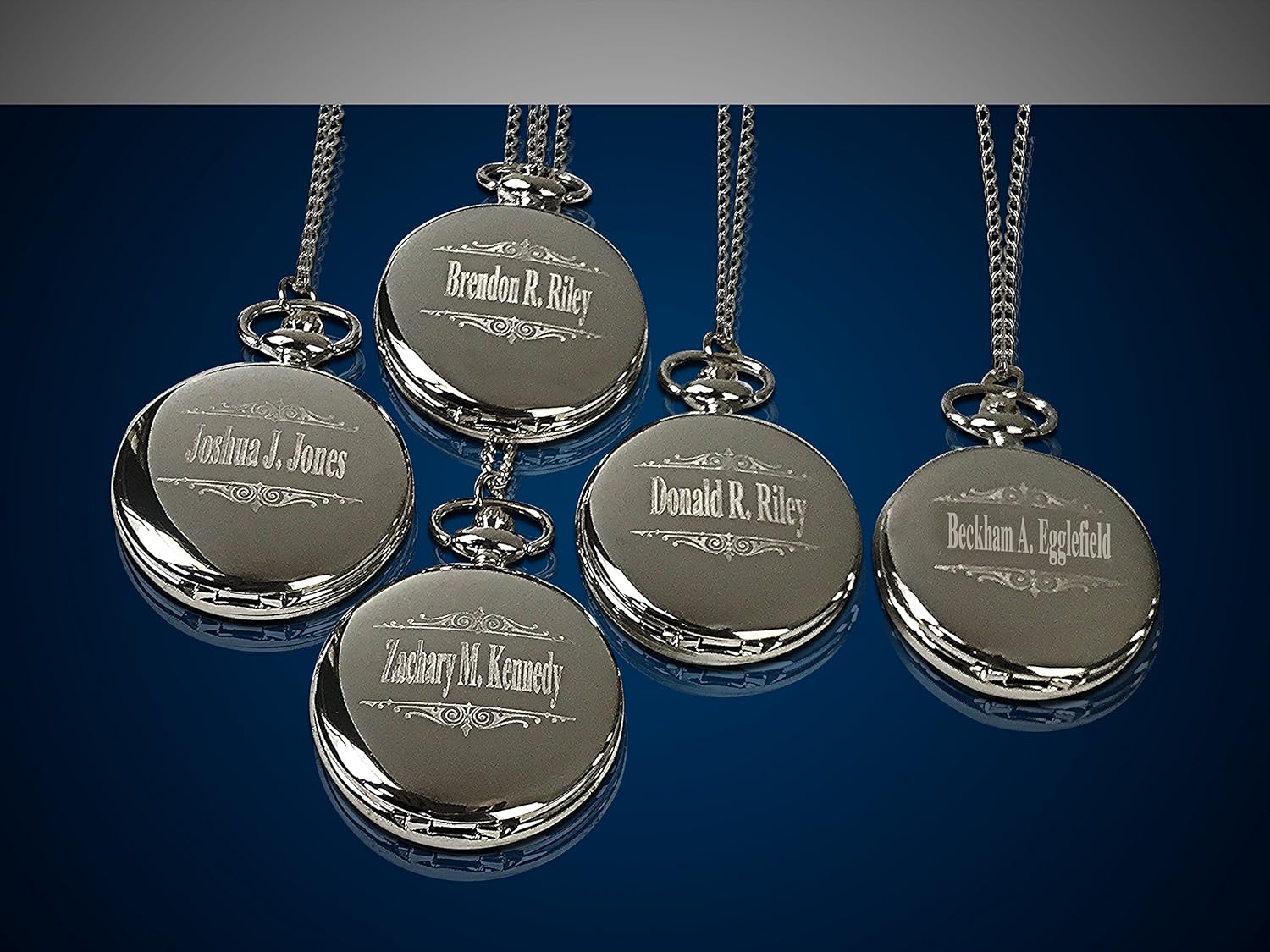 8 Personalized Pocket Watches, Set of 8 Groomsmen Wedding Unique Gifts, Chain, Box and Engraving Included, Comes in 4 Colors (Silver) (Gold Vintage) (Rose Gold) (Silver)