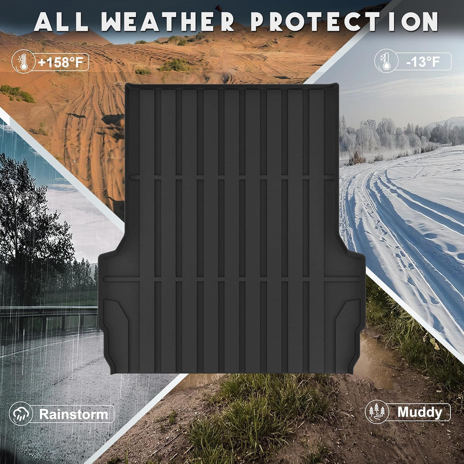 KARPAL Truck Bed Mat for Chevy Colorado/GMC Canyon 2026 2025 2024 2023 (5FT Bed Mat), All Weather Protection TPE Heavy Duty Pickup Car Bed Cargo Mat Custom Fit Car Mats Accessories