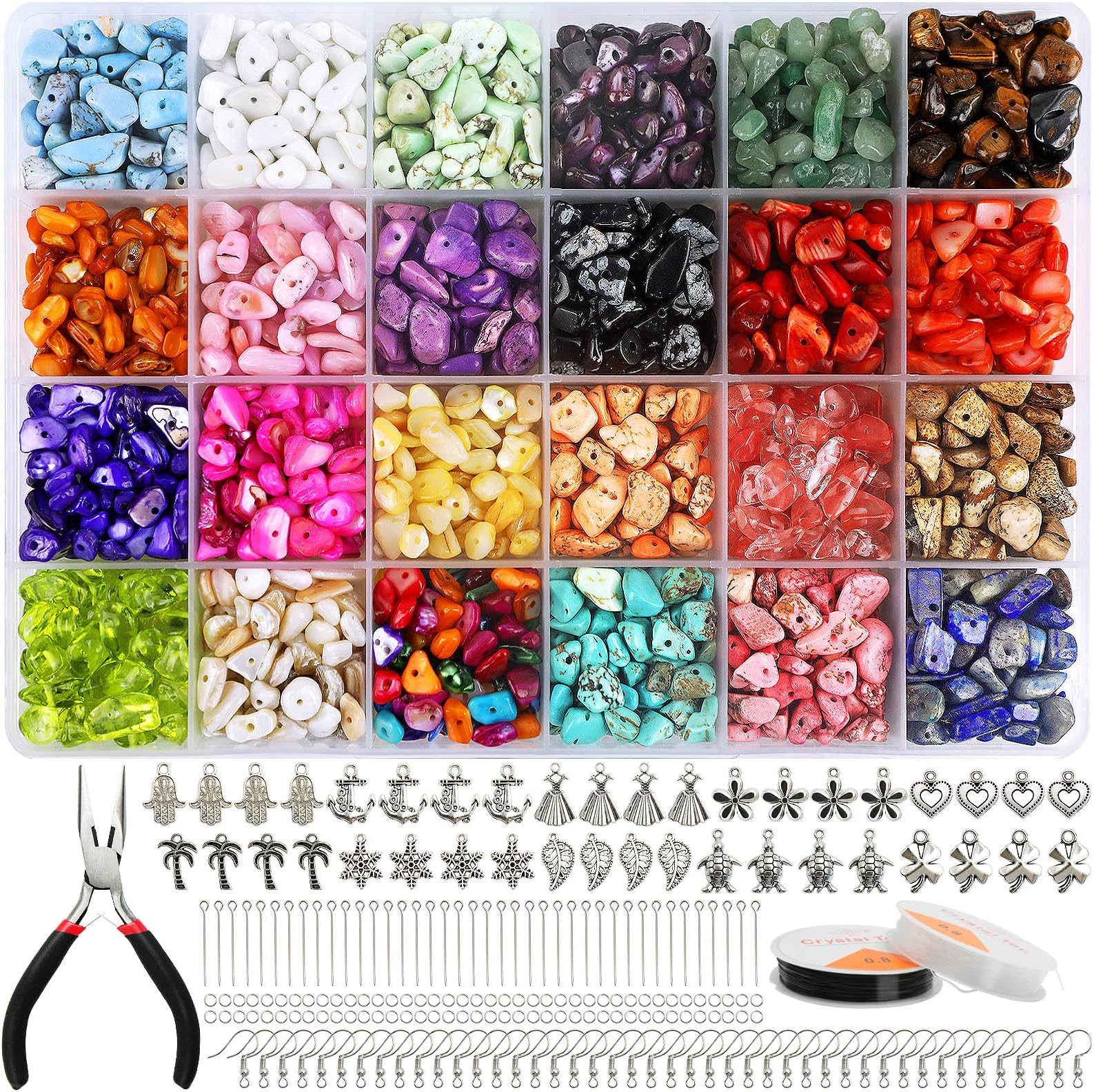 Halobios 1500+Pcs Crystal Beads for Jewellery Making, Natural Gemstone Chip Beads, Irregular Crystal Bead for Bracelet Necklace Earring Ring Making, DIY Gift for Girls