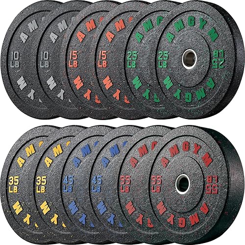 Miniatura 103 de 2 Inch Bumper Plates，10-500lbs，Barbell Rubber Olympic Weight Plates Set for Home Gym, Strength Training & Weight Lifting, Multiple Options