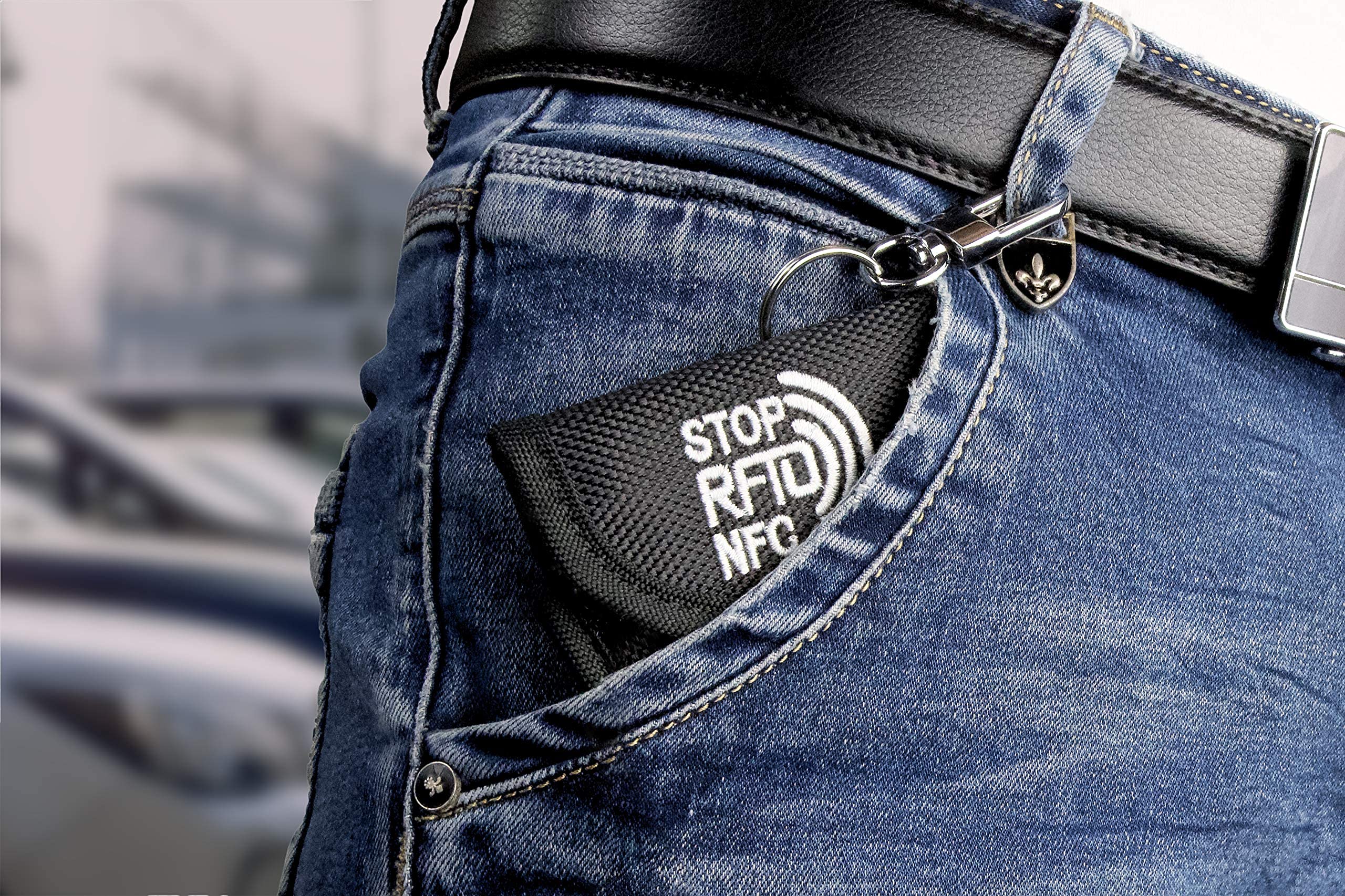 MakakaOnTheRun Funda para llave de coche - Keyless Go Protección con 2 compartimentos de protección RFID, funda para llaves de coche para todos los vehículos de la UE, Asia y América