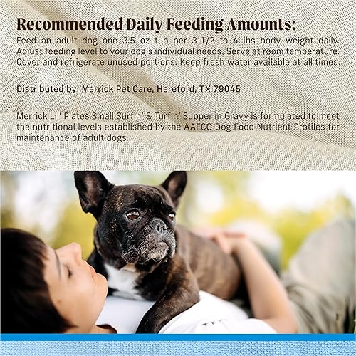 Miniatura 11 de Merrick Lil' Plates - Alimento húmedo sin cereales para perros pequeños, receta Surfin' and Turfin' Supper, 3.5 onzas (paquete de 12)