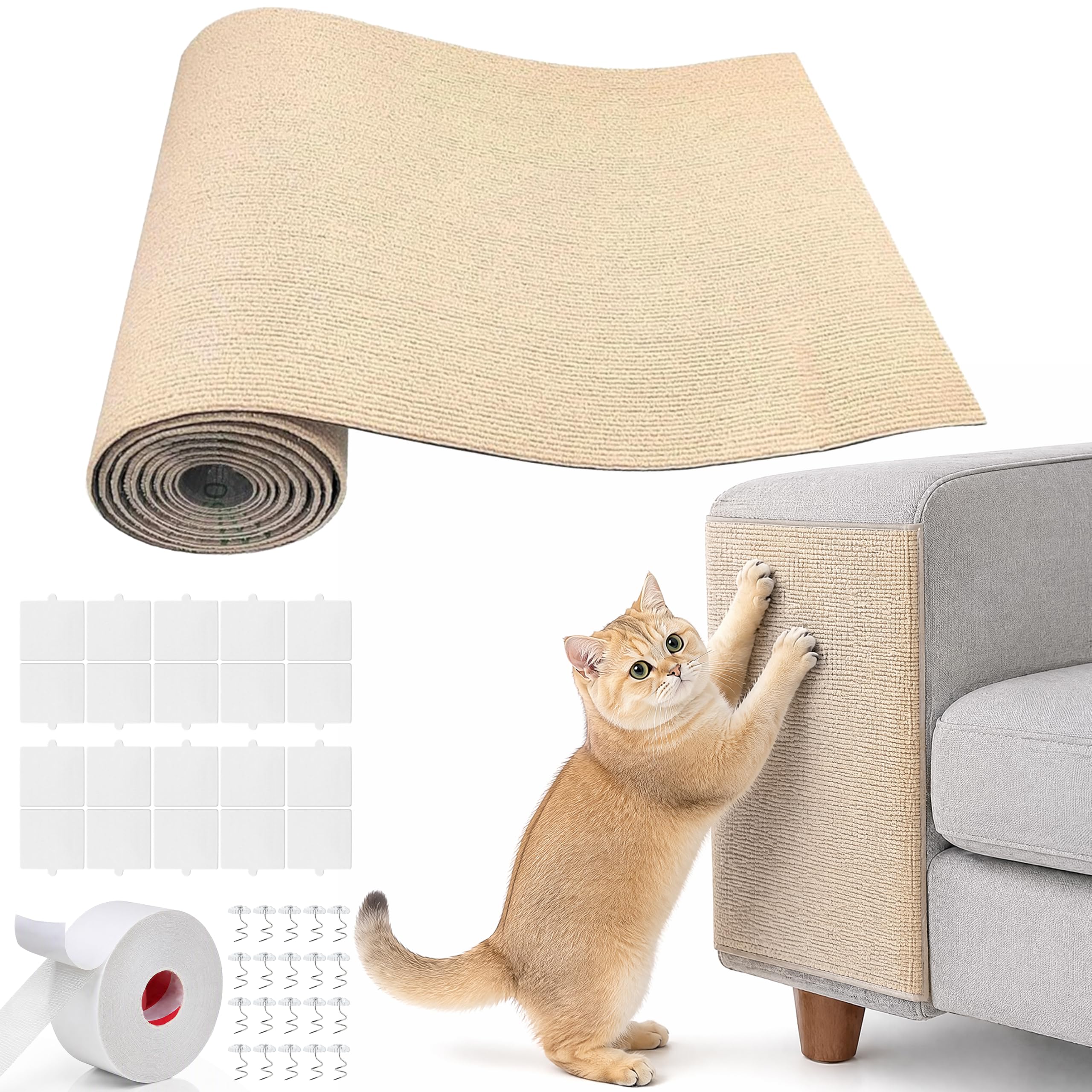 GwaOery Cat Scratching Mat DIY Trimmable Climbing Wall Scratcher Protector