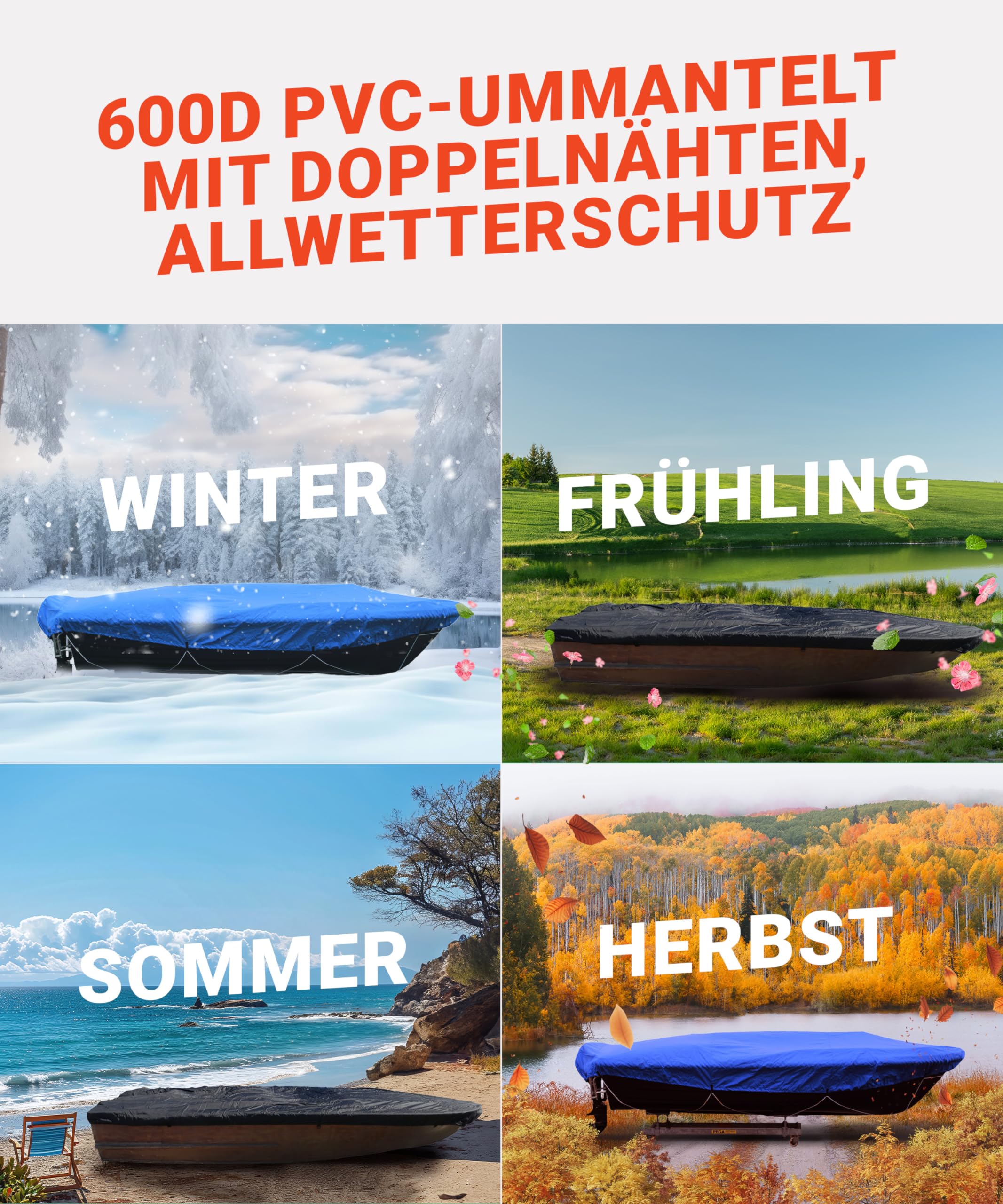 Hochwertige Boot-Abdeckplane 600D in Blau