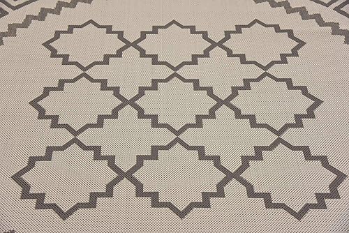 Vista 16 de Unique Loom Alfombra Colección enrejado Marroquí Celosía Transicional Interior y Exterior, Polipropileno Gris/Plateado