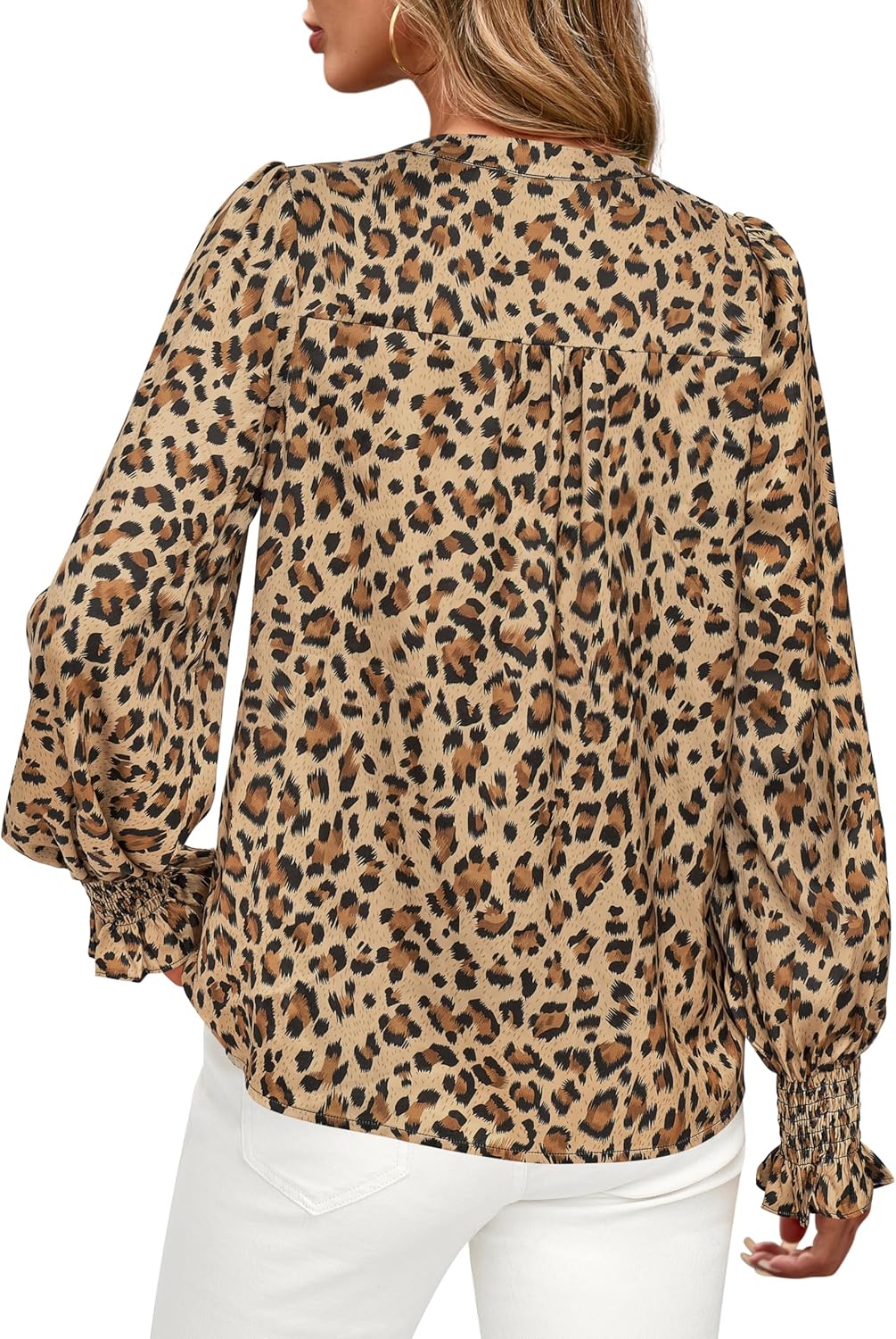 MASCOMODA Womens Boho Floral Long Sleeve Tops Fall Fashion 2025 V Neck Loose Chiffon Work Blouses Dressy Casual Ruffle Shirts - Image 5