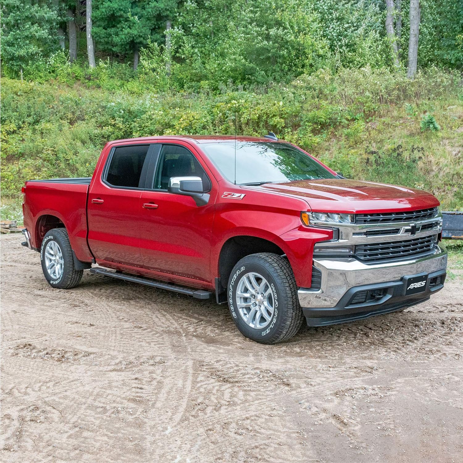 ARIES 2074113 Black Steel Rocker Step Guard Running Boards, Select Chevrolet Silverado, GMC Sierra 1500, 2500, 3500 HD Crew Cab