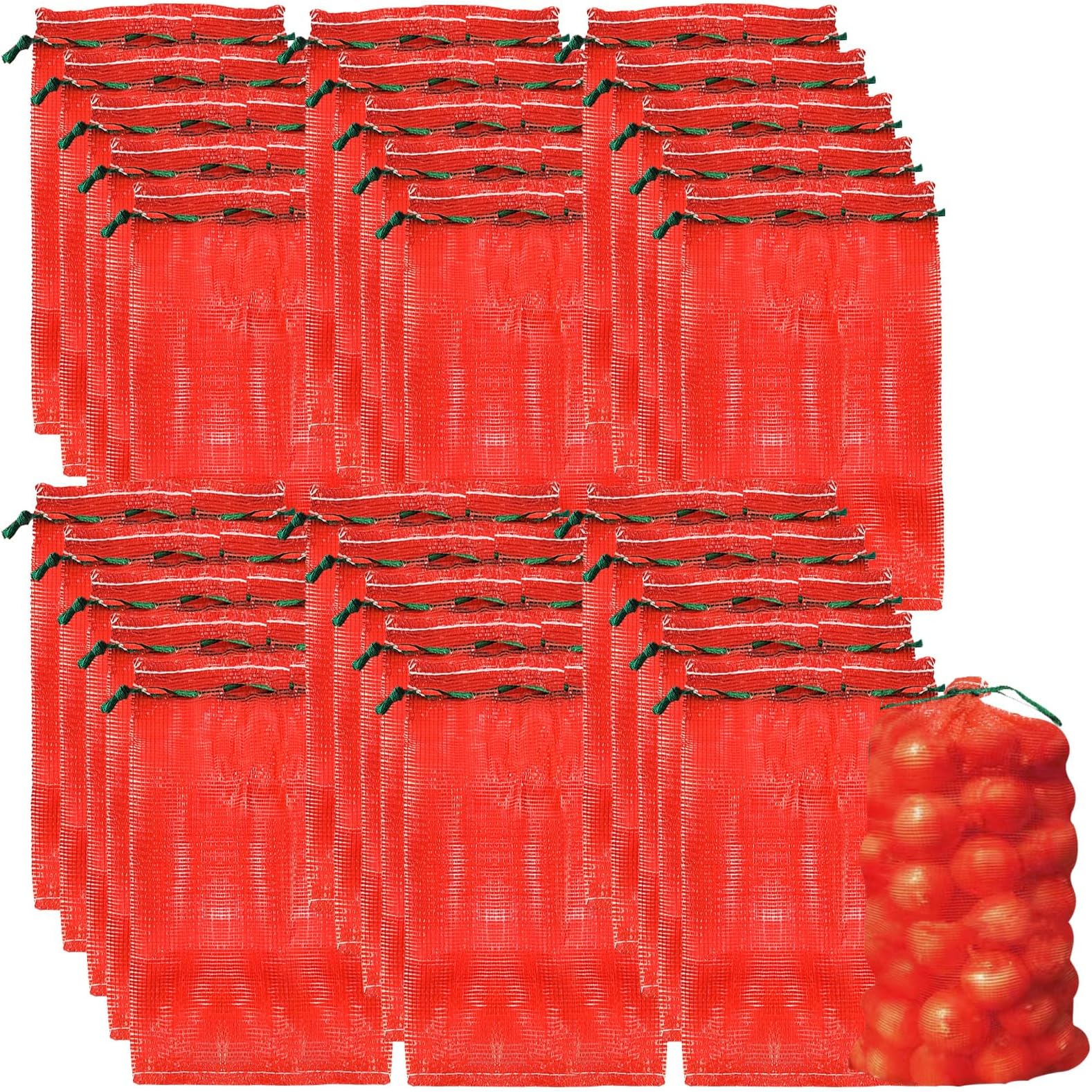 30 Pack Extra Large Mesh Storage Produce Bags Reusable Vegetable Storage Bags, 20 lbs Capacity Mesh Produce Bags Onion Storage Washable Net Bags For Potato Garlic Fruits Seafood (14โ x 22โ)