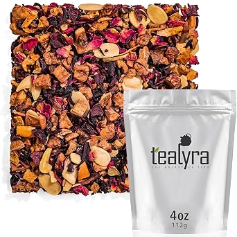 Tealyra - Sweet n Sour Cherry - Hibiscus - Beetroot - Pomegranate - Almond - Fruity Herbal Loose Leaf Tea - Caffeine Free - Hot or Iced - 112g 4-ounce