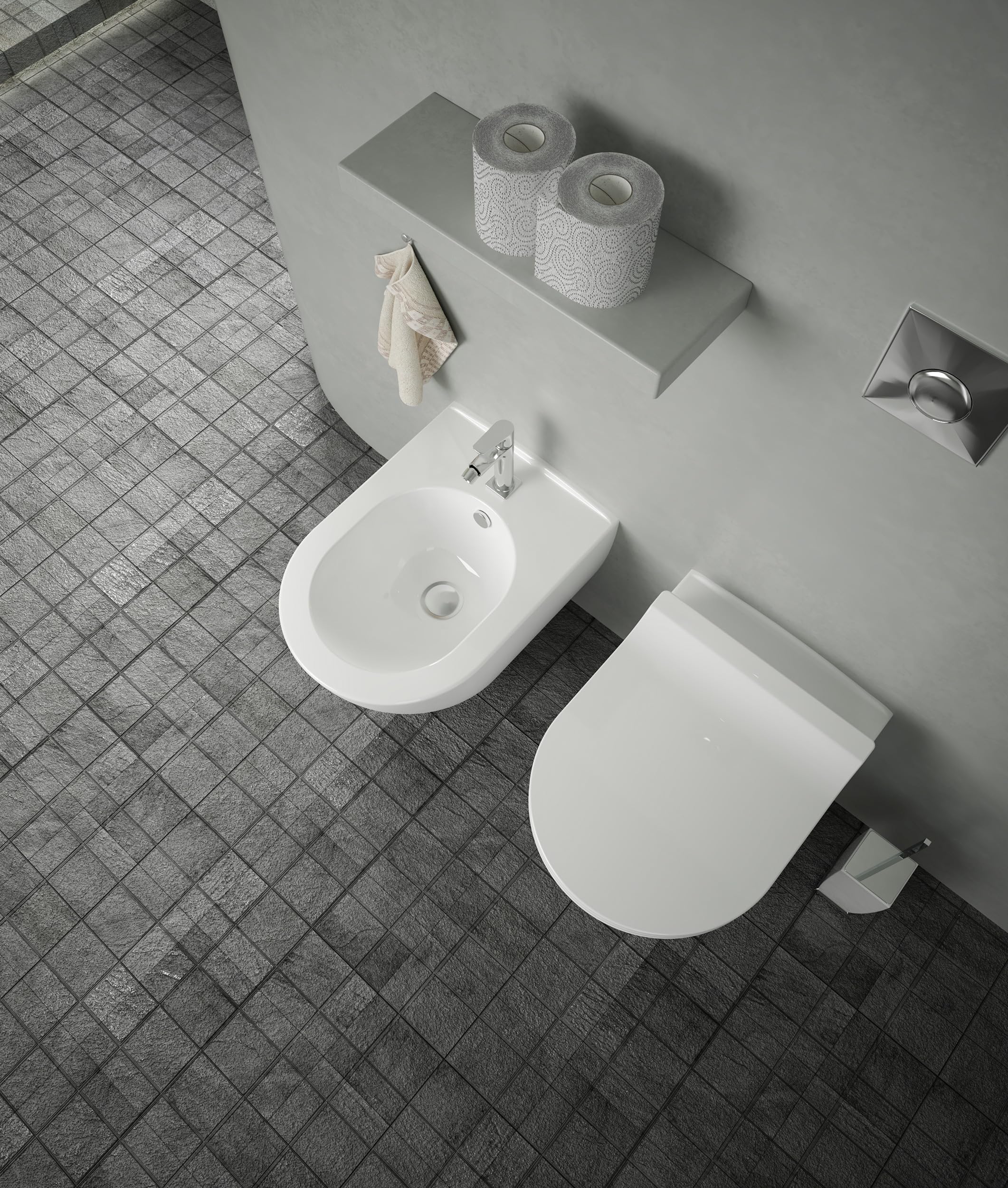 VIBA Sua Hänge Dusch WC SPÜLRANDLOS Taharet Bidet Taharat | Weiss | Intimdusche inkl. Slim Soft-Close Deckel