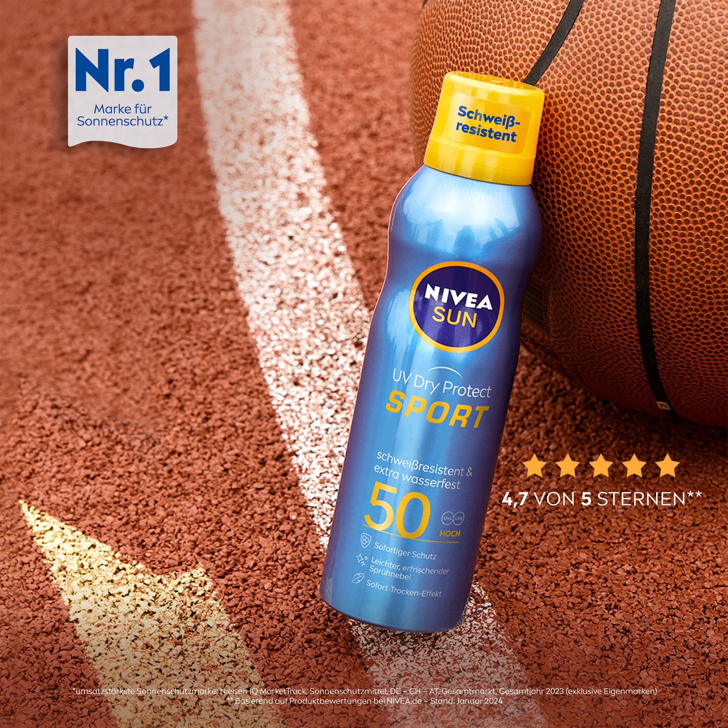 NIVEA SUN UV Dry Protect Sport Sonnenspray LSF 50, 100% transparenter und erfrischender Sonnenschutz, schweißresistente & extra wasserfeste Sonnencreme mit LSF 50, 200 ml - 3
