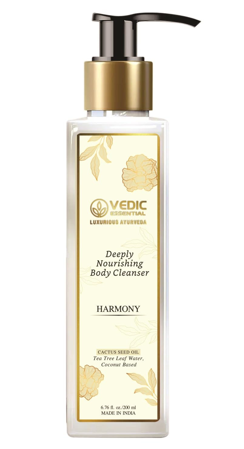 Vedic Essential Luxurious Ayurveda Deeply Nourishing Body Cleanser/Tea Tree Leaf Water Coconut Based/200ml