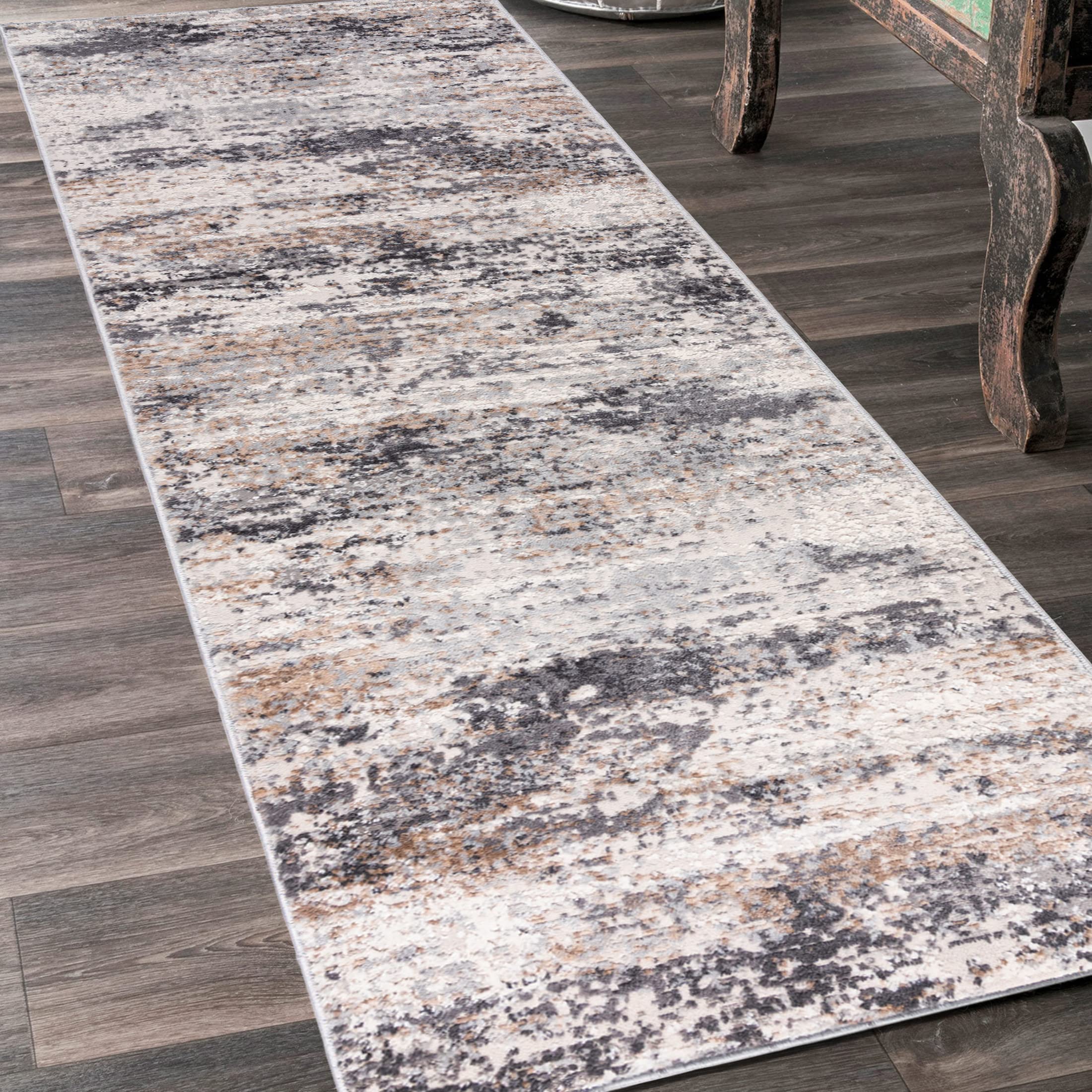 Mazovia Tappeto Passatoia Corridoio 60x350cm Crema Antracite Astratto