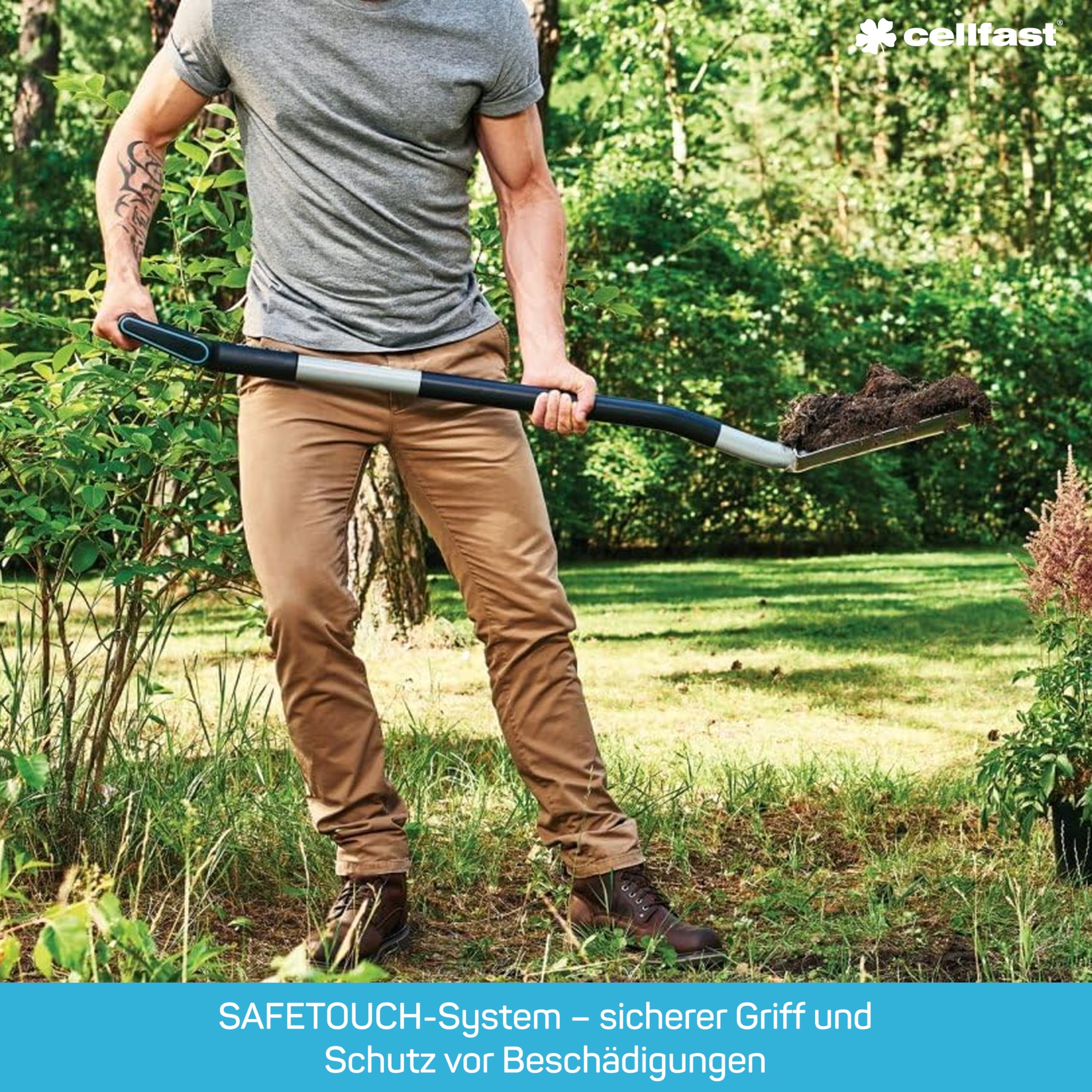 Cellfast Gärtnerspaten (rund) ENERGO™ [1230 mm] zur Arbeit im harten Boden, erlaubt einfaches und sicheres Ausgraben, Einpflanzen, Griffs bietet einen sicheren und bequemen Handgriff, 40-001