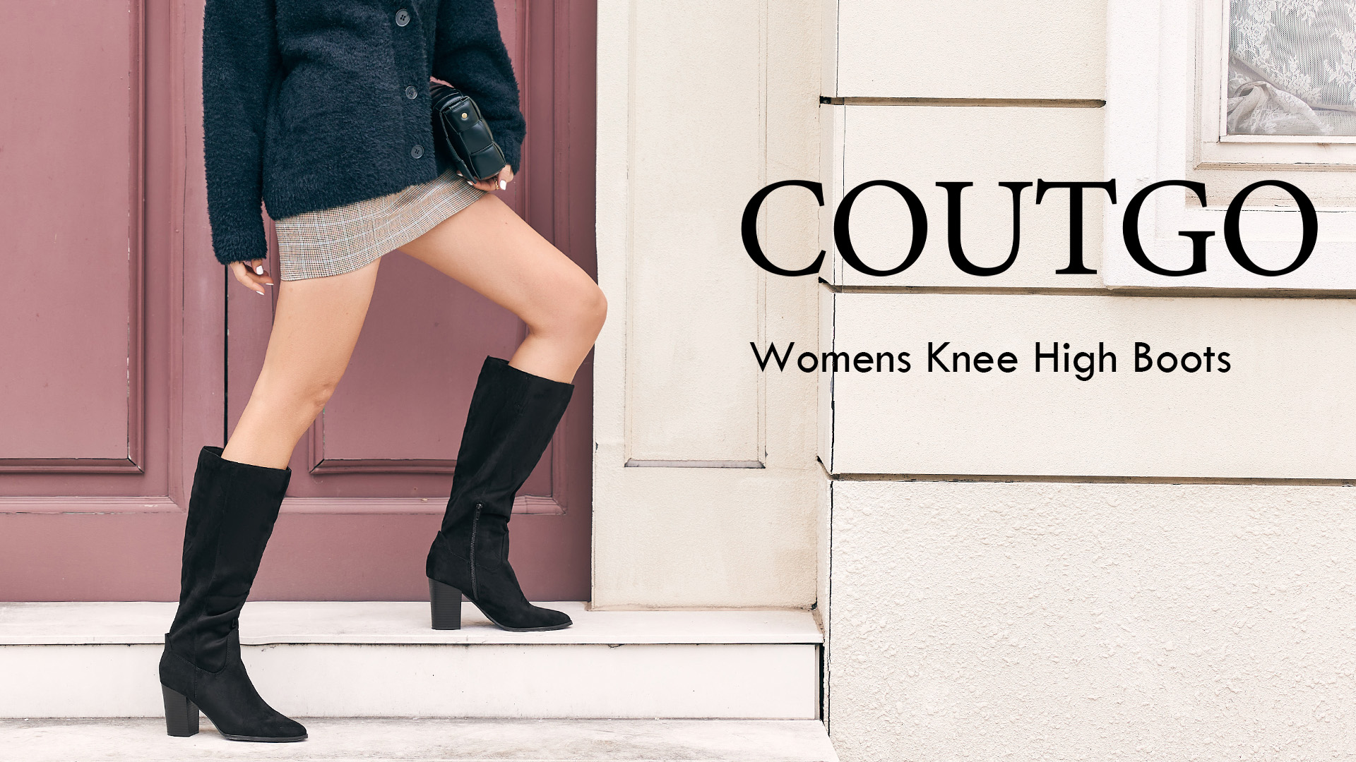 Amazon.com | Coutgo Womens Faux Suede Knee High Boots Side Zipper