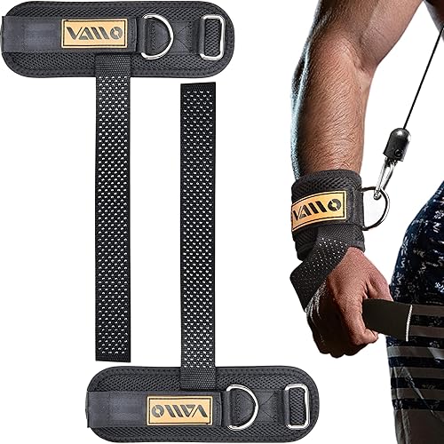 VAIIO 2Pcs Adjustable Weight Lifting Straps with D Ring  Original Non-Slip Dot Design for Deadlifts, Cable Machines & Powerlifting - 7mm Neoprene