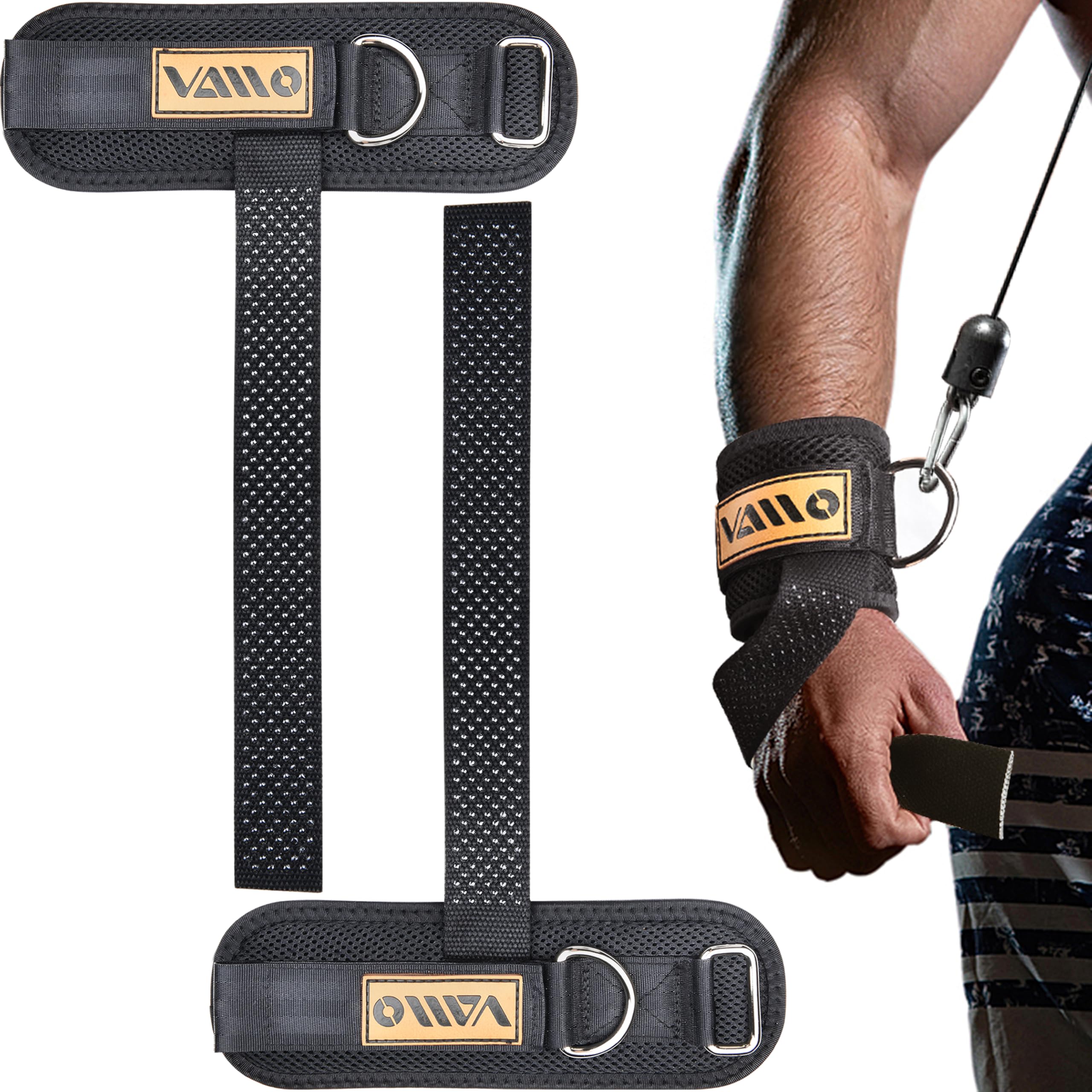 VAIIO Verstellbare Gewichthebergurte mit D-Ring, originelles rutschfestes Punkt-Design für Kreuzheben, Kabelmaschinen und Powerlifting, 7 mm Neopren-gepolsterte Handgelenkstütze mit atmungsaktivem