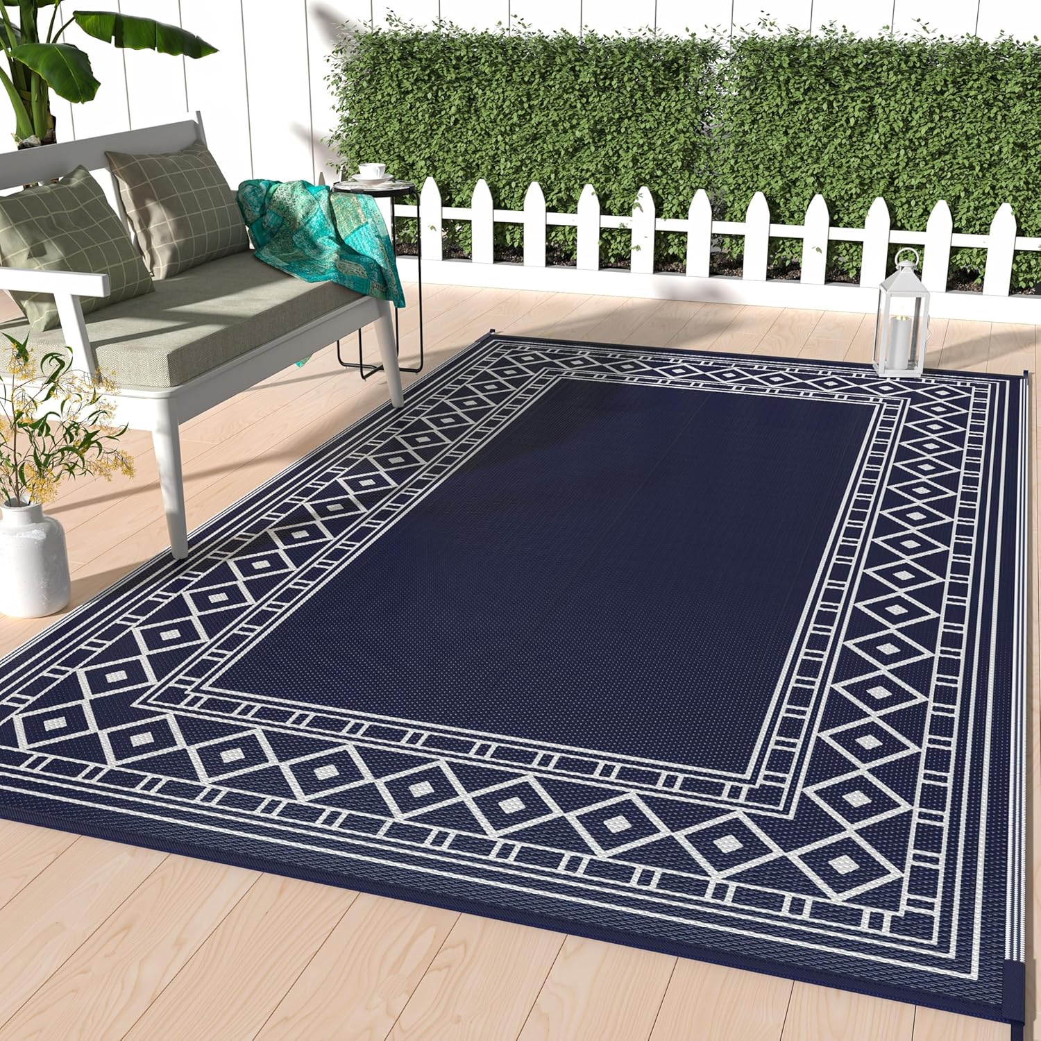 GENIMO Outdoor Rug Waterproof 8' x 10' for Patio, Foldable