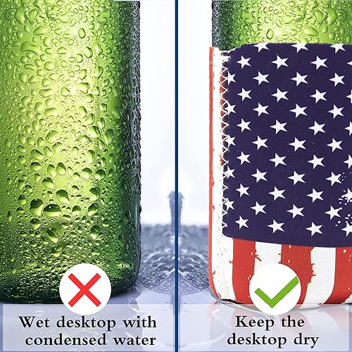 Miniatura 4 de 12 fundas para enfriar latas con bandera de Estados Unidos, neopreno a granel para latas y botellas, 120z