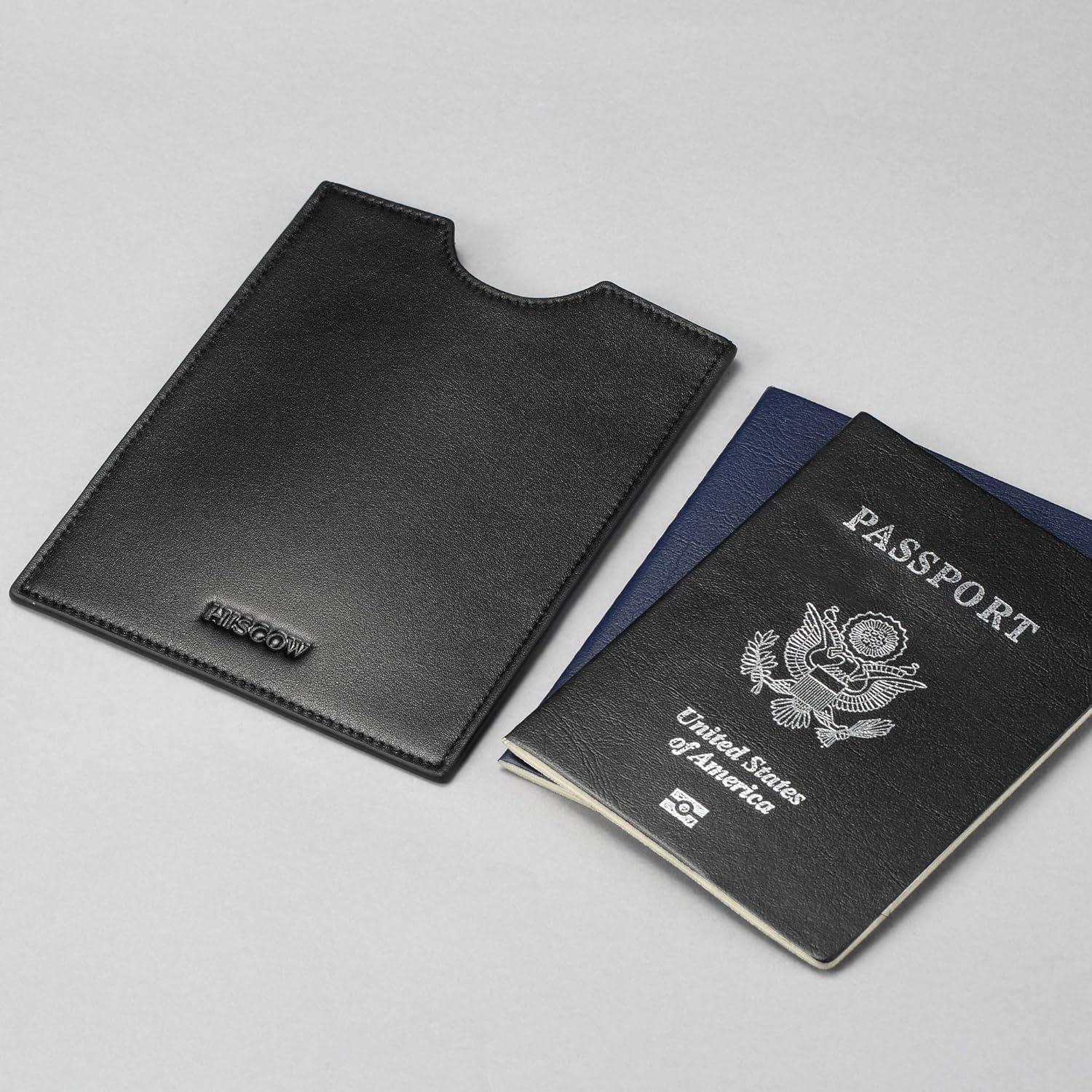 HISCOW Minimalist Passport Sleeve - Italian Calfskin (Black) - Image 2