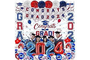 Congratulations Grad Blue & Red Graduation 2023 Decorations