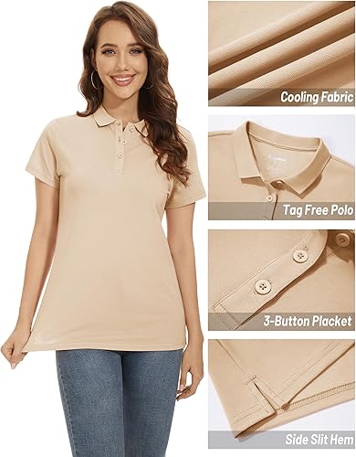Miniatura 3 de TACVASEN Women's Polos Short Sleeve Shirts 3-Button Shirts Casual Collared Blouses Summer Tops Wicking Shirt Athletic Golf Polo Cooling Shirts