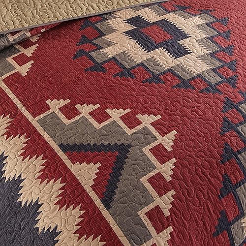 Miniatura 4 de Donna Sharp Juego de ropa de cama King  4 piezas  Juego de edredón Mojave Southwest con colcha King, dos fundas de almohada King y una almohada