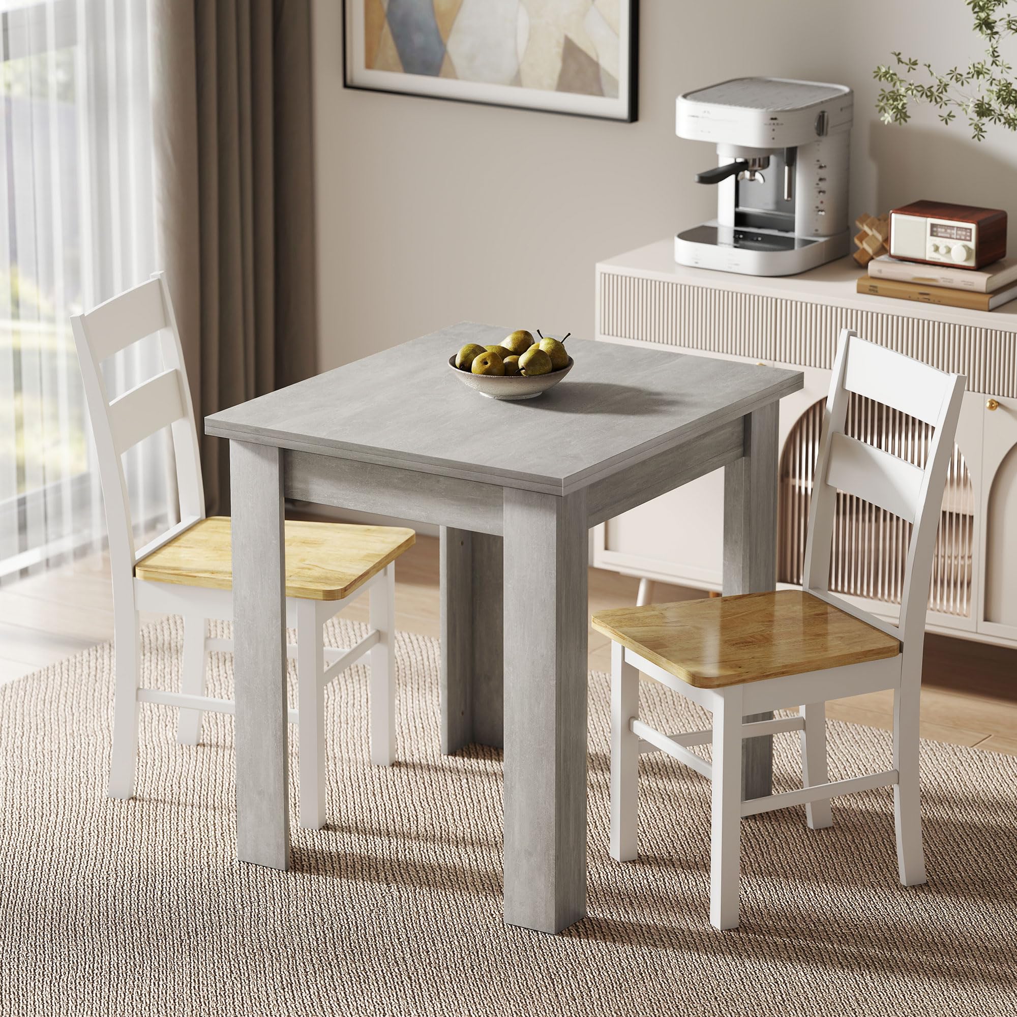 HOMCOM Tavolo da Pranzo Allungabile per 4-6 70-140cm Grigio Effetto Legno | Design Ribaltabile, Rettangolare Salvaspazio, Piedini Antiscivolo, Sala da Pranzo Soggiorno