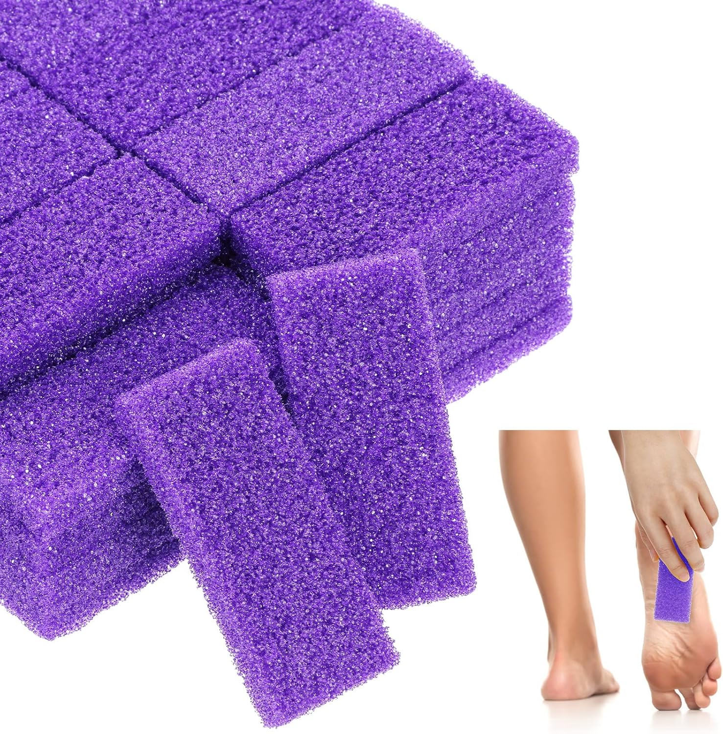 100 Pcs Pumice Stone for Feet Scrubber Dead Skin Disposable Foot Scrubber Pumice Pads Foot Pumice Foot Callus Remover for Feet Pedicure Foot Heel Exfoliator Tool Purple Pumice Sponge Salon Home Use
