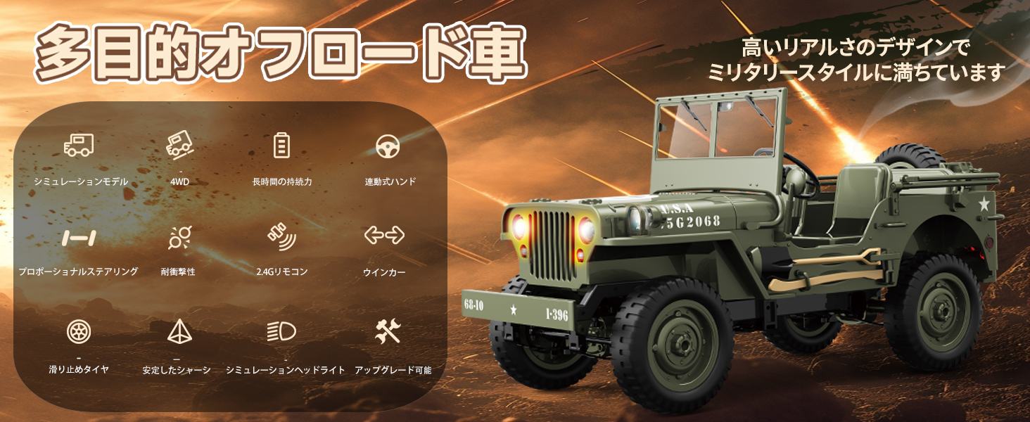 Amazon.co.jp: Ritaosan 軍用 ラジコンカー 子供向け 人気 1/10 大型