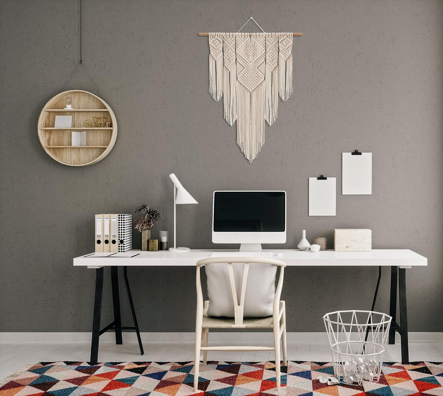 Bliss Decorations Large Macrame Wall Hanging & Boho Wall Decor for Apartment Dorm Baby Room Bedroom Nursery Above Bed Walls: Macrame wall decor cum wall art for a bohemian room decor - 22'Wx31'L