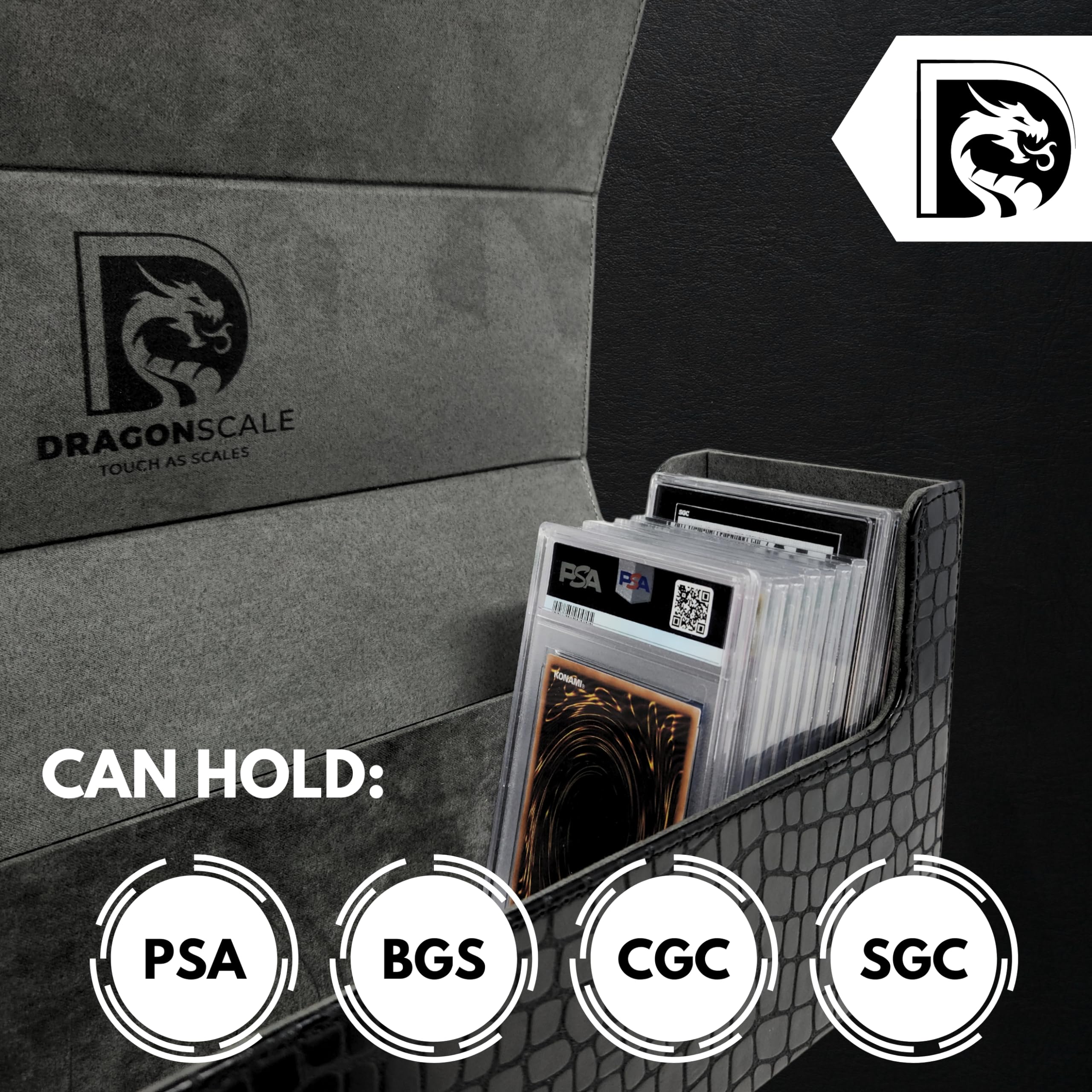 Amazon.com: DRAGONSCALE Graded Card Storage Box Snakeskin Dragon Leather  Case | PSA BGS CGC SGC + | Lightweight & Waterproof Card Case Holder for  Sports & Trading Cards | Dragonscale Supplies Case :