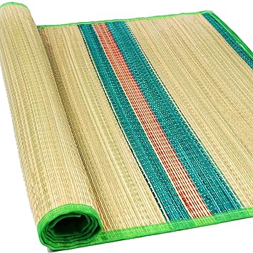 Charqoal Korai Grass Mat 3.5 X 6 Feet (42 X 72 Inch) Large Size Versatile Bed/Yoga/Floor/Sleeping Mat - Foldable Both Side Usable At Home (Light Green, Rectangular) - image, photos